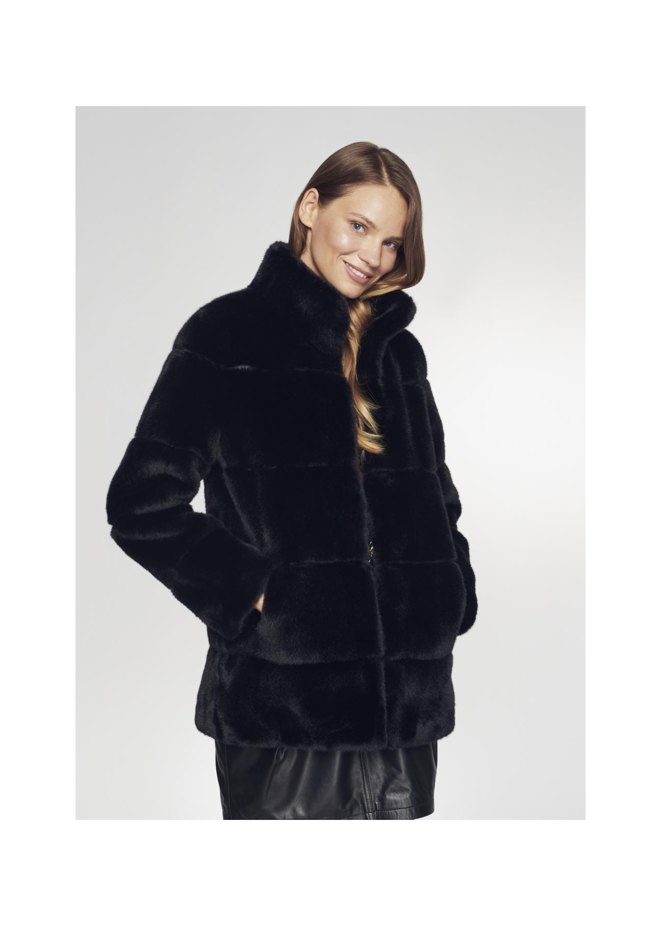 Women's artificial fur with stand-up collar FUTDP-0009-99(Z21)-01