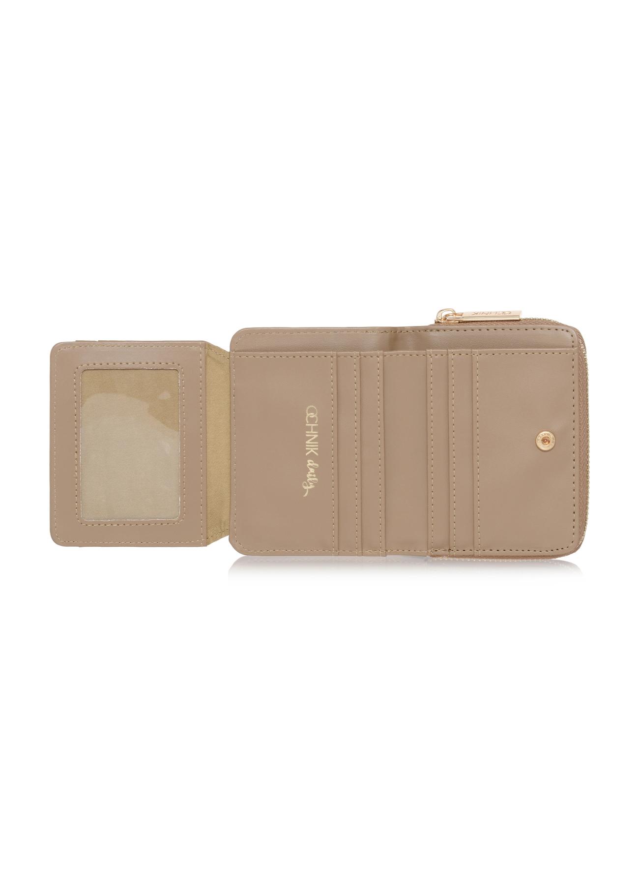 Small beige women's wallet with monogram POREC-0349-81(Z24)-05