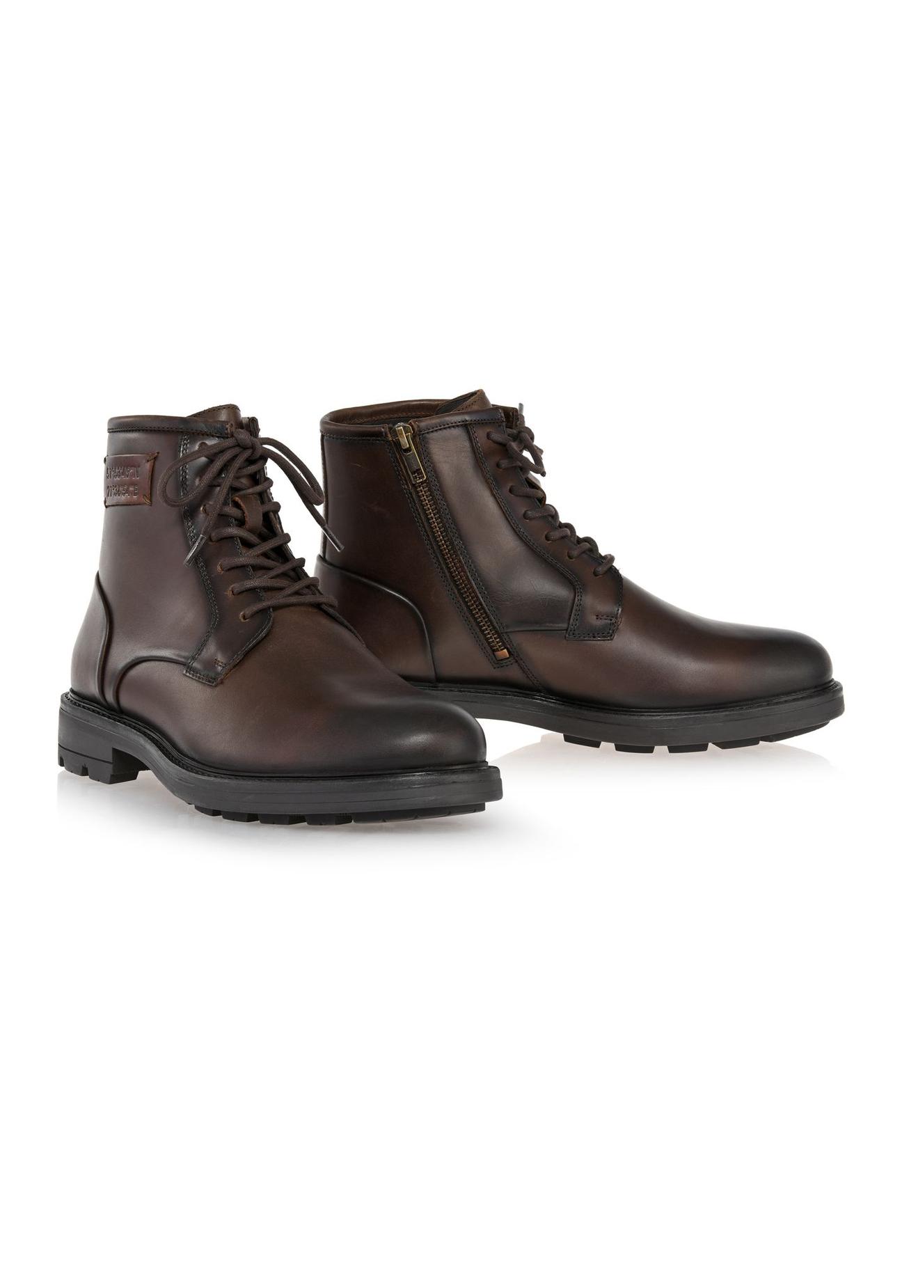 Brown leather men's boots BUTYM-0474-89(Z24)-04