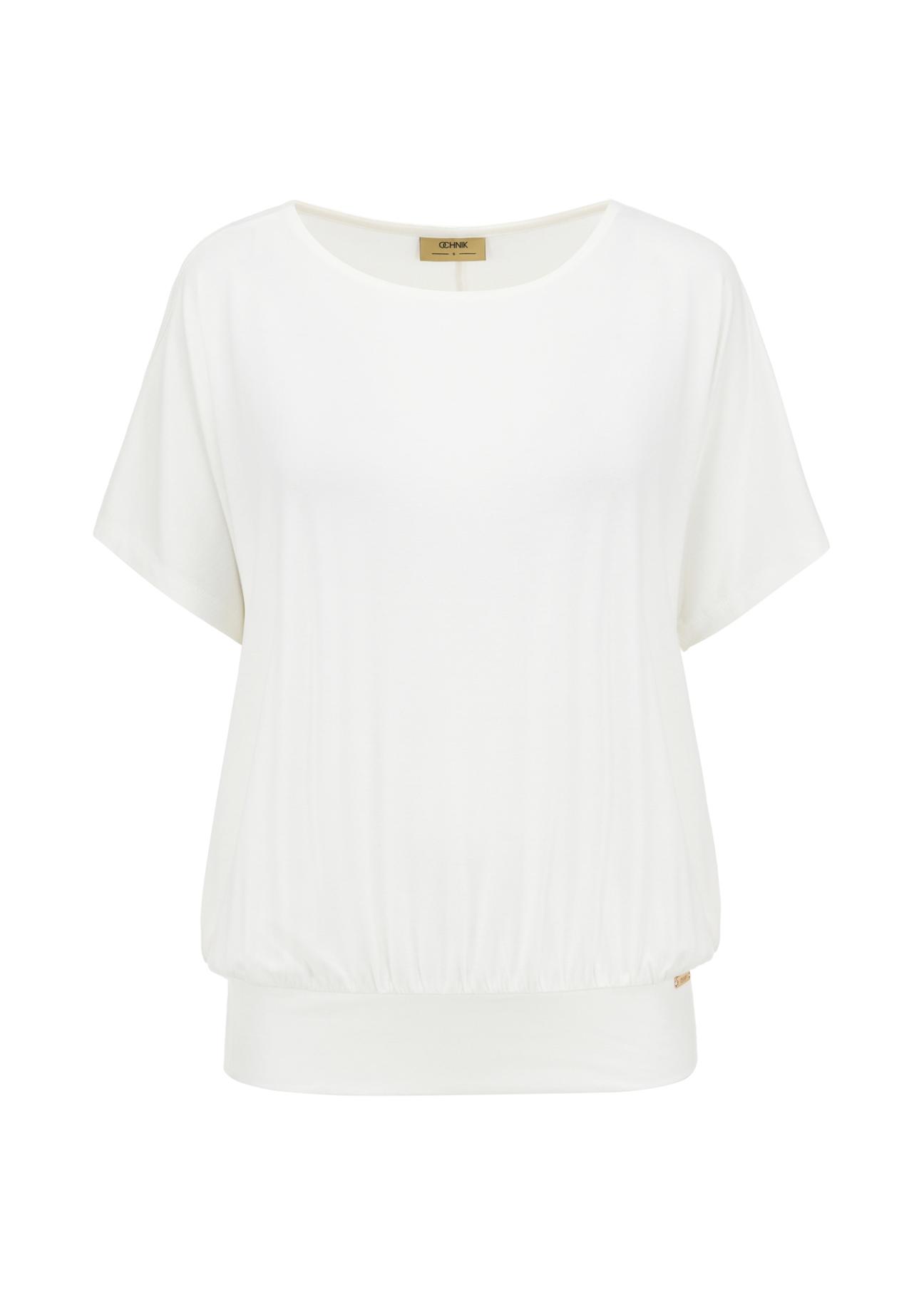 Cream welt blouse for women BLUDT-0170-12(W24)-03