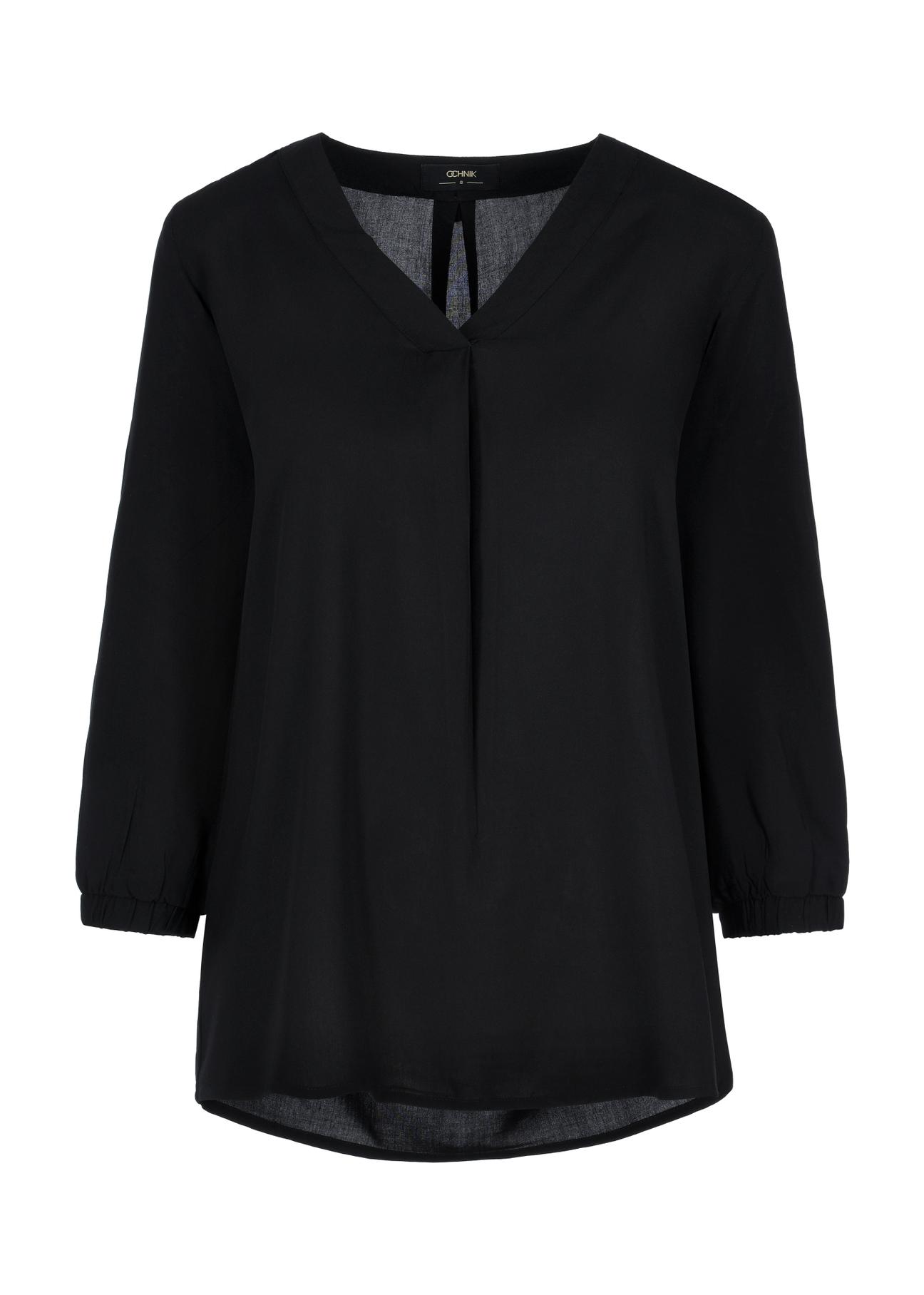 Women's black basic blouse BLUDT-0172-99(W24)-04