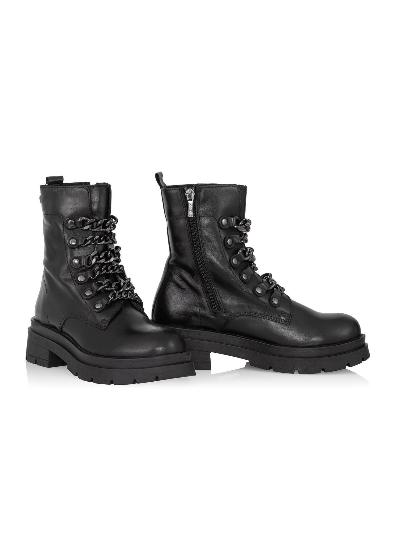 Women's black leather boots BUTYD-0934A-99(Z23)-02