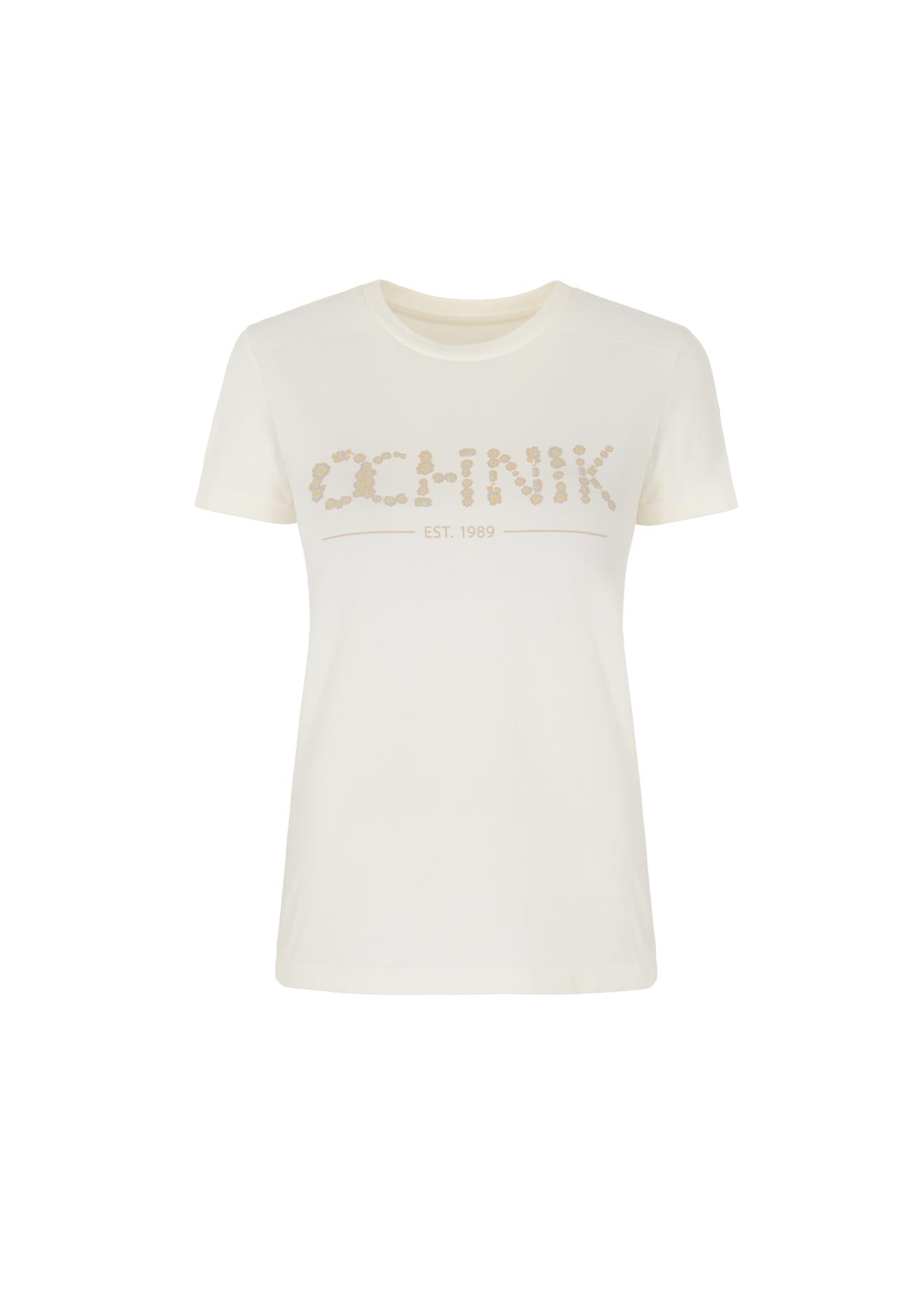 Women's milk T-shirt with OCHNIK logo TSHDT-0091-12(W22)-03