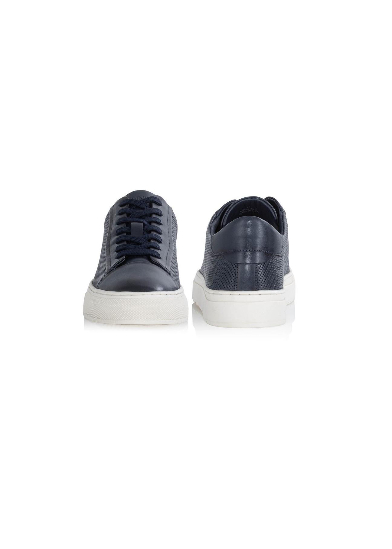 Men's navy blue leather sneakers BUTYM-0458-69(W24)-03