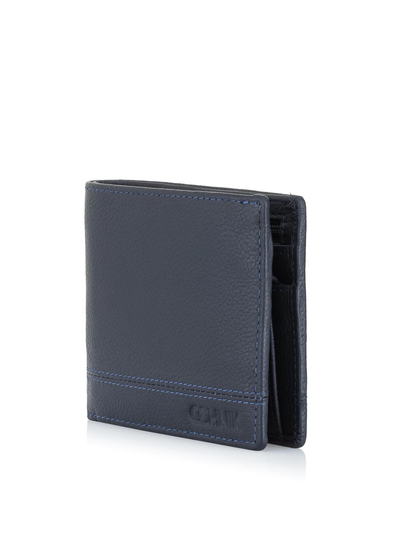 Men's navy blue leather wallet PORMS-0009-69(W24)-04