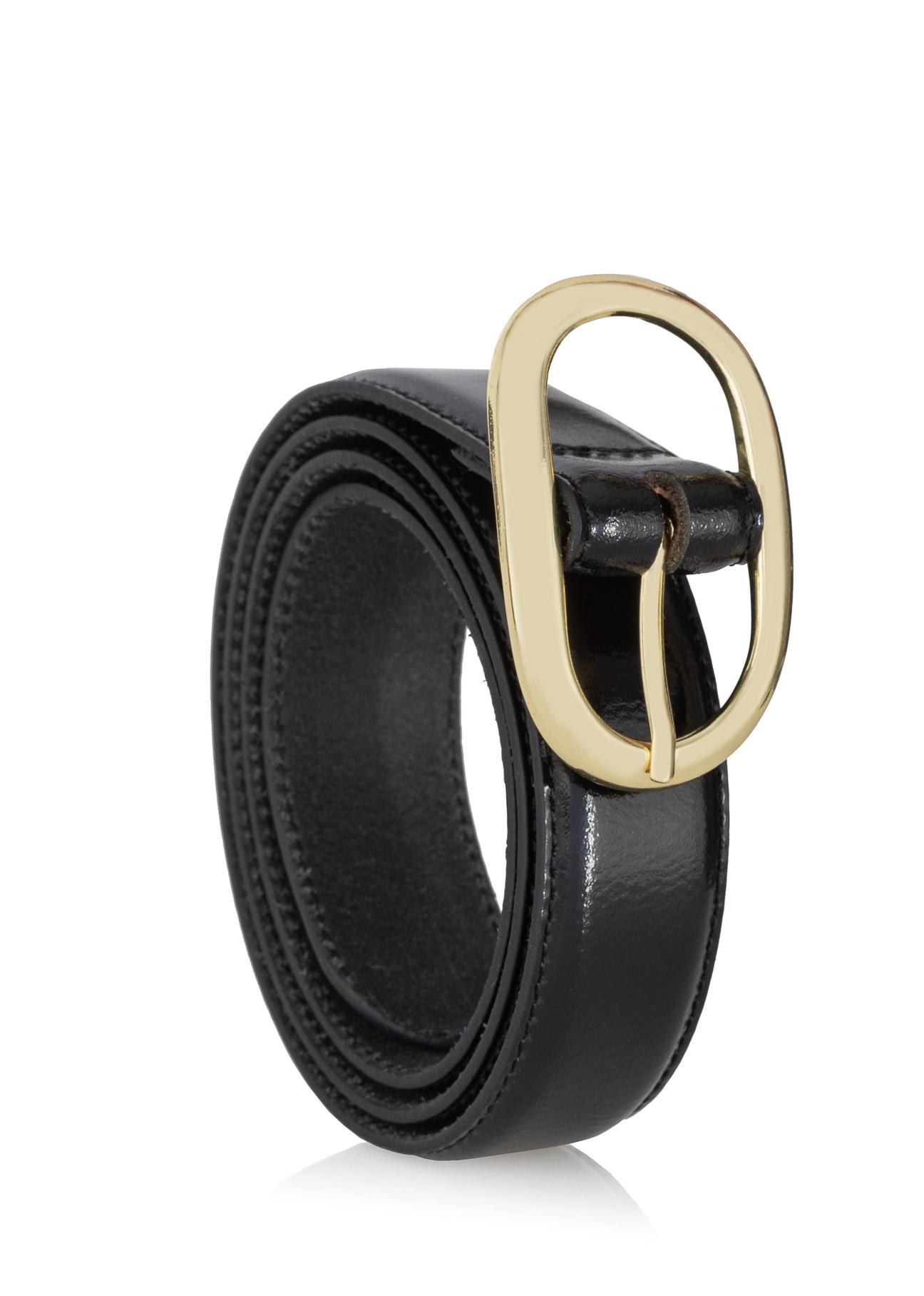 Women's black leather belt PASDS-0282-99(Z23)-02