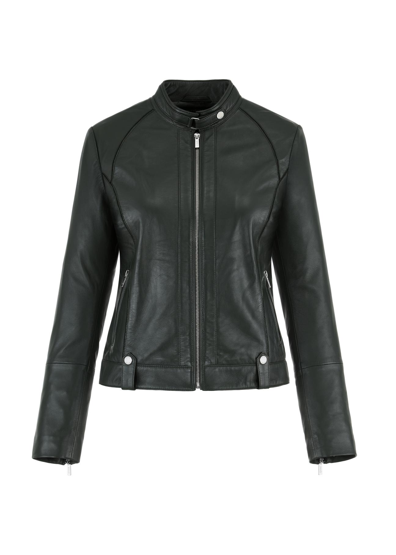 Women's green leather jacket KURDS-0480-1345(W24)-04