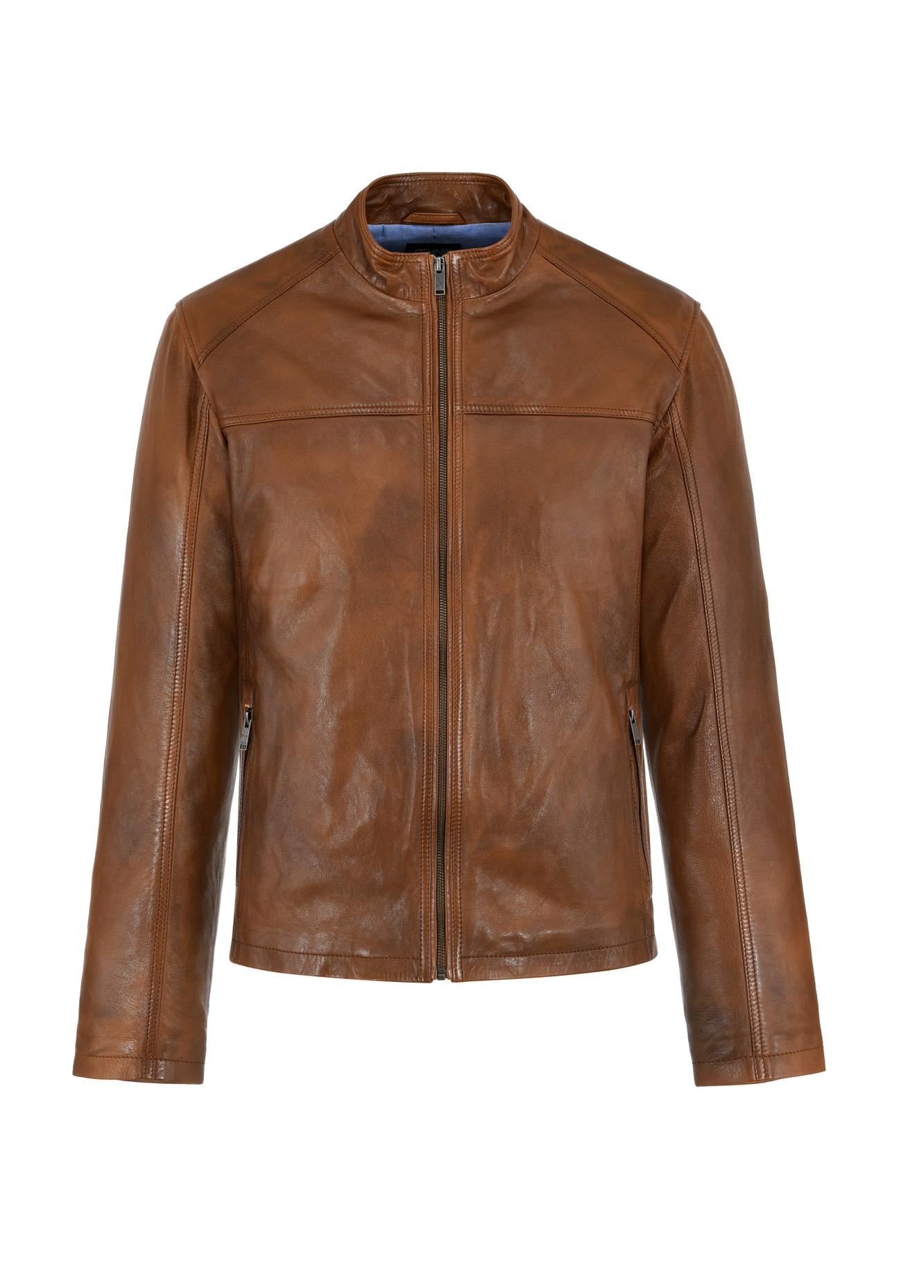 Cognac leather jacket for men KURMS-0327-1362(W24)-05