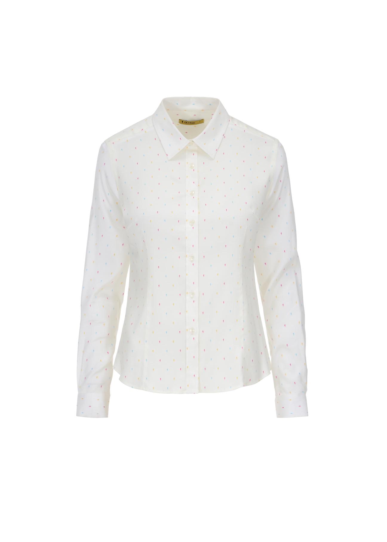 Women's white shirt in fine oriel KOSDT-0089-11(W22)-03