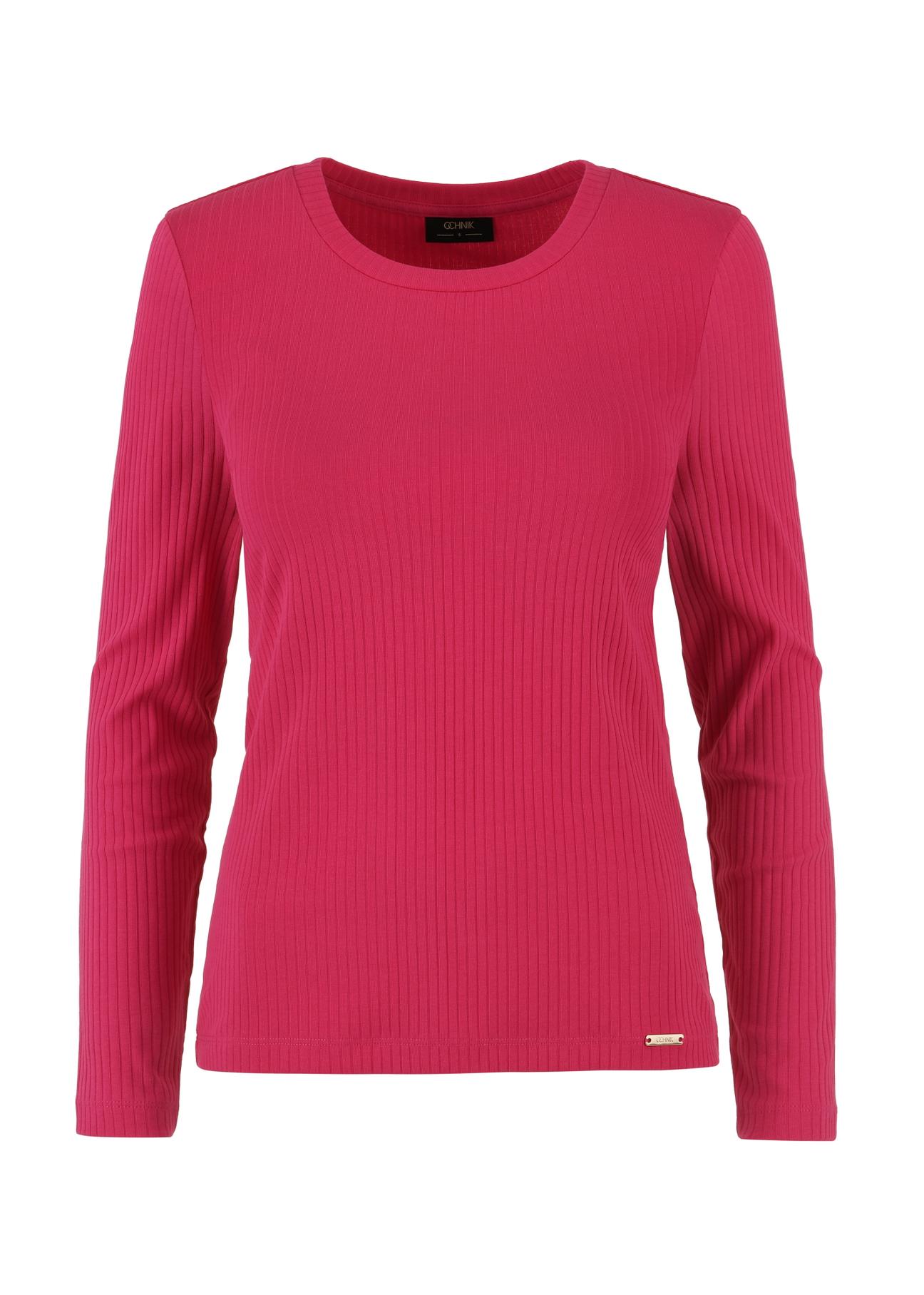 Pink ribbed women's longsleeve blouse LSLDT-0043-34(W24)-04