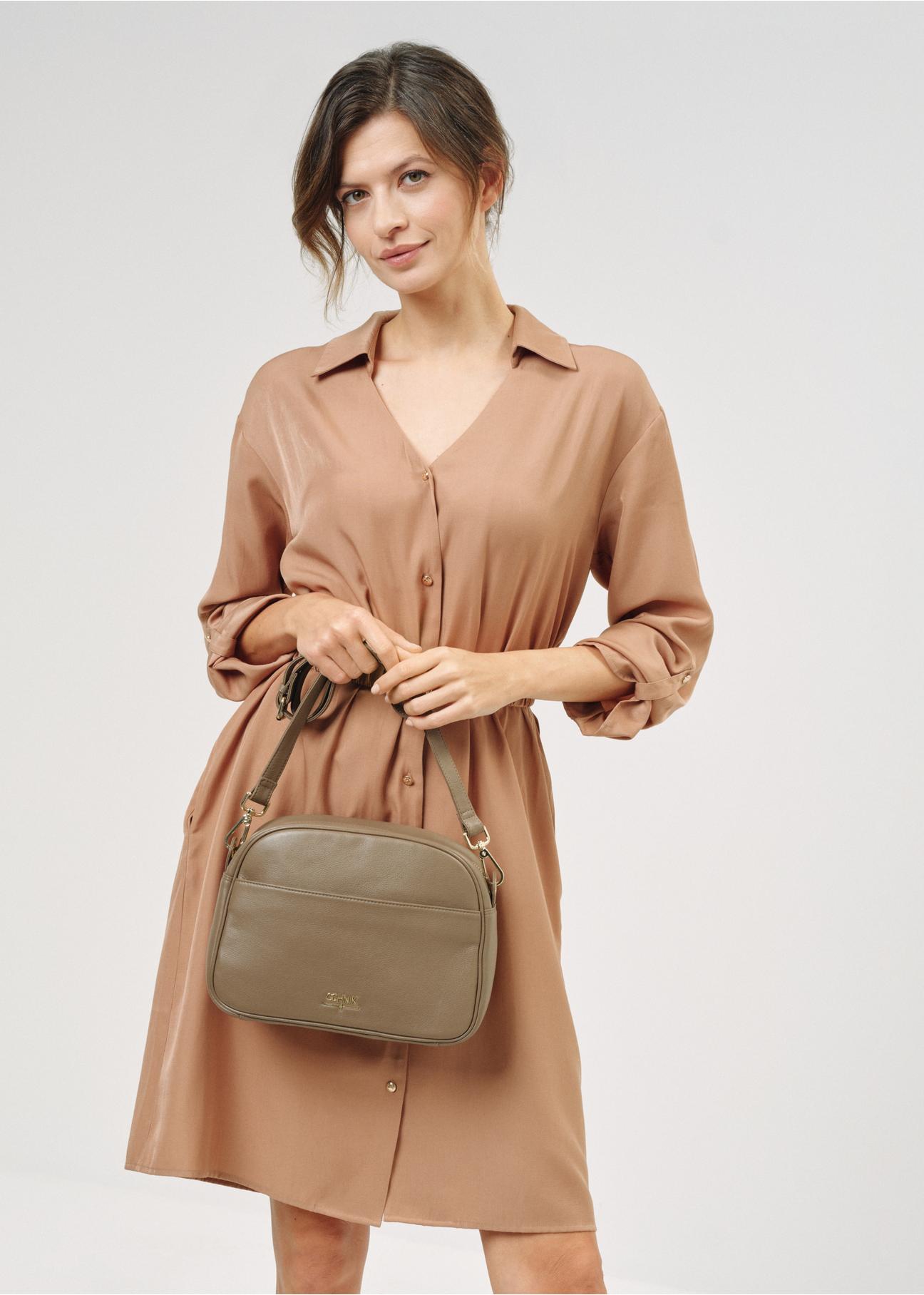 Brown leather shoulder bag TORES-0806B-80(W24)-07