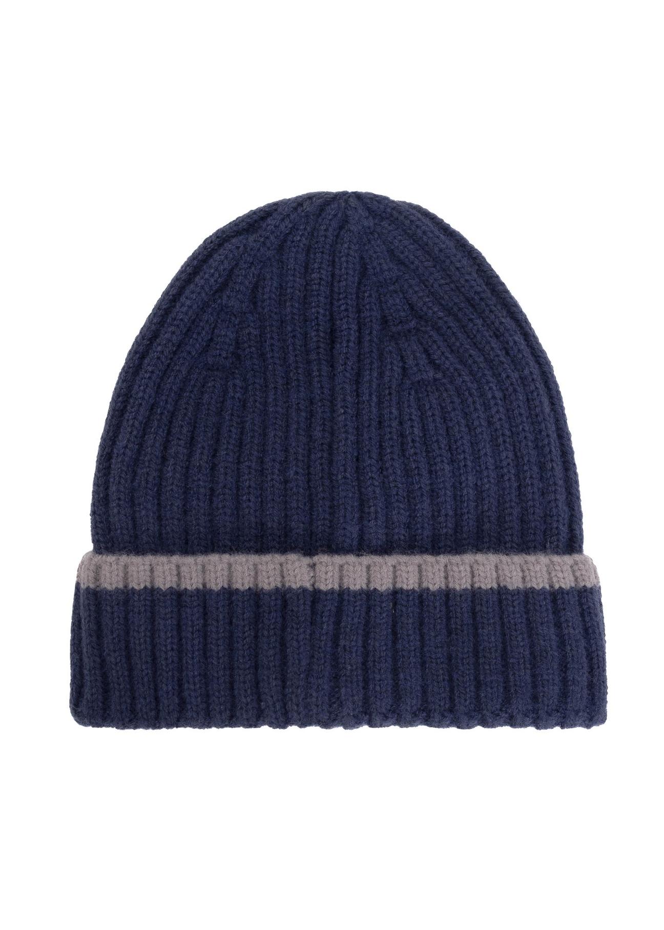 Navy blue men's winter hat CZAMT-0076-90(Z24)-02