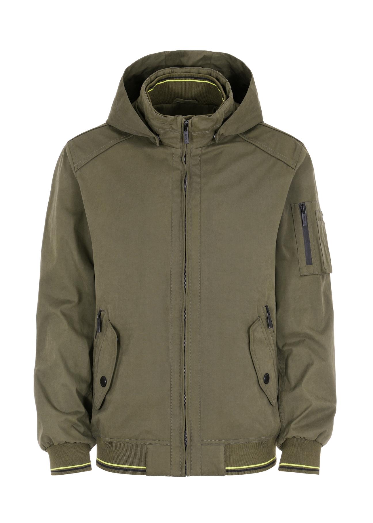 Men's hooded jacket in khaki color KURMT-0326-57(W24)-04