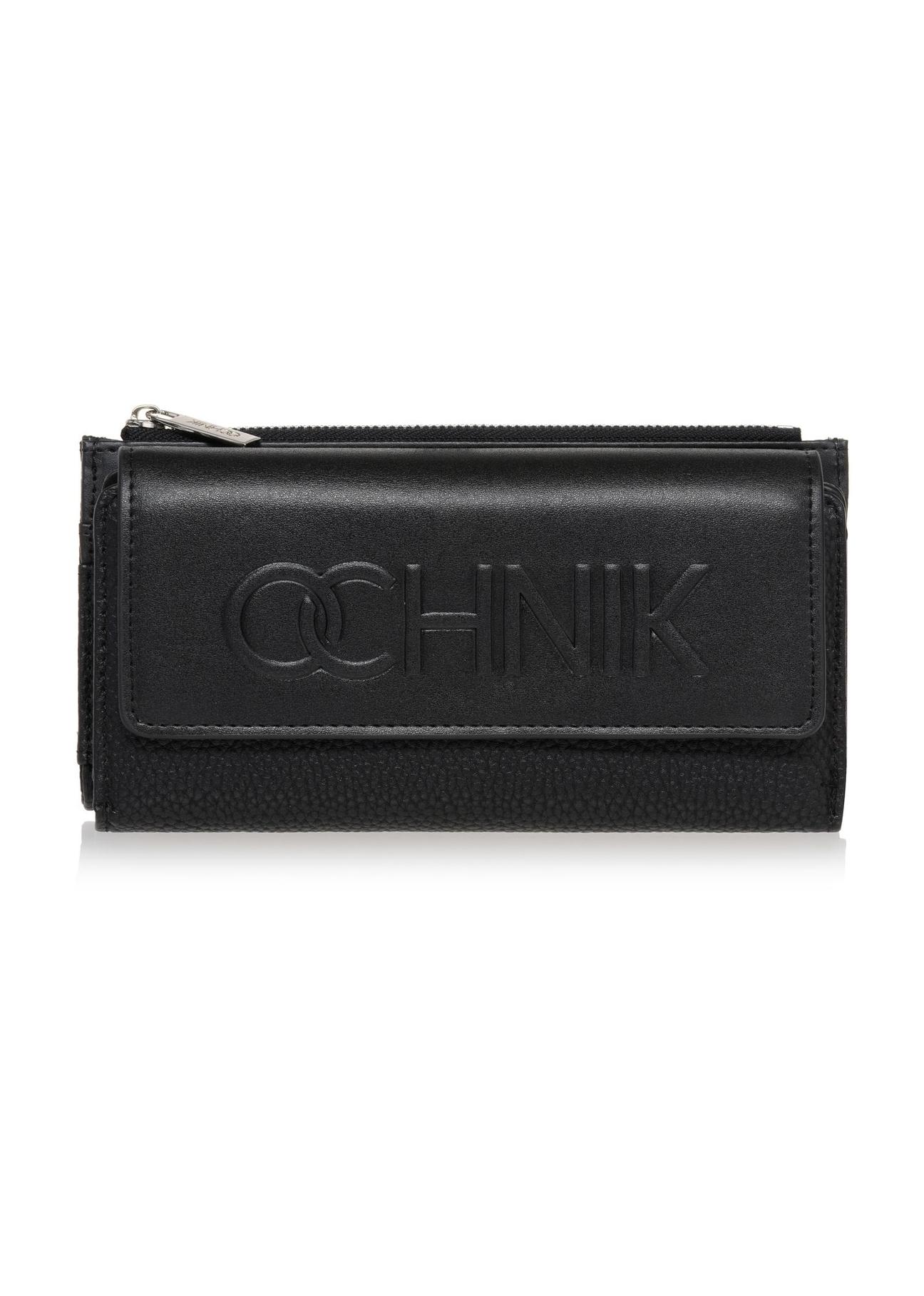 Large black women's wallet with logo POREC-0343-99(Z24)-01