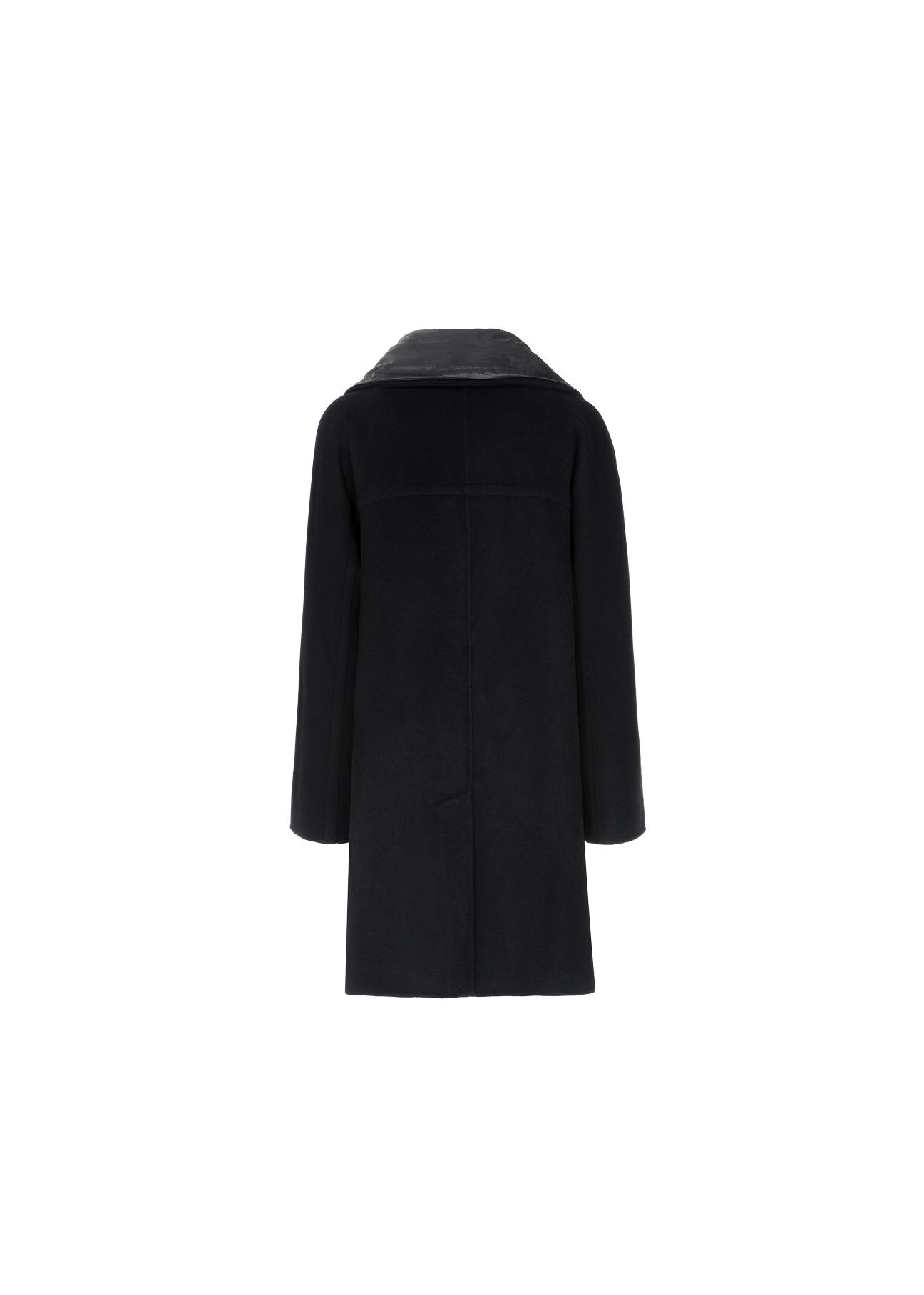 Women's black wool coat PLADT-0036-99(Z20)-03