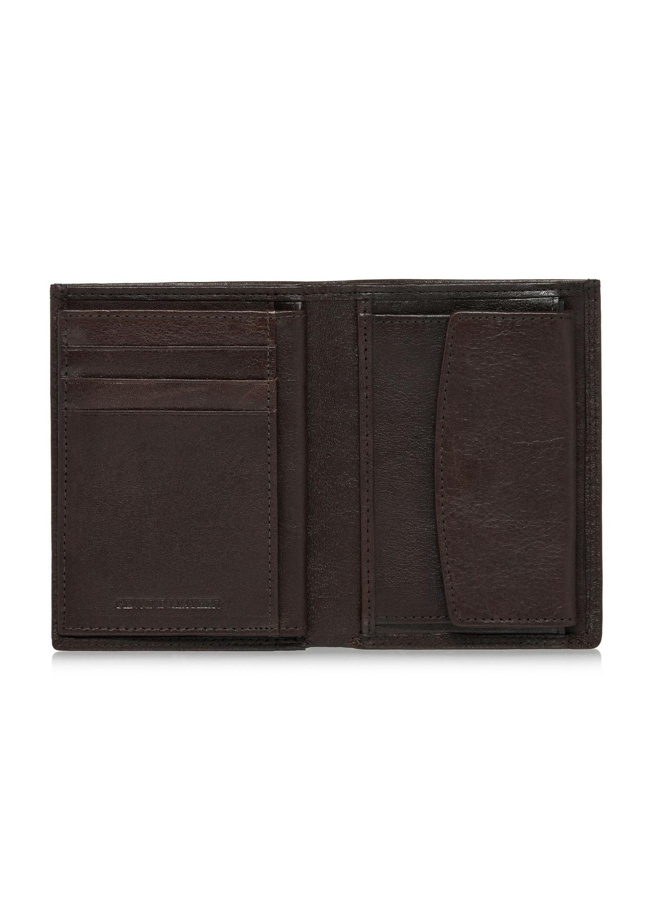 Brown leather unbuttoned men's wallet PORMS-0550-89(W24)-04