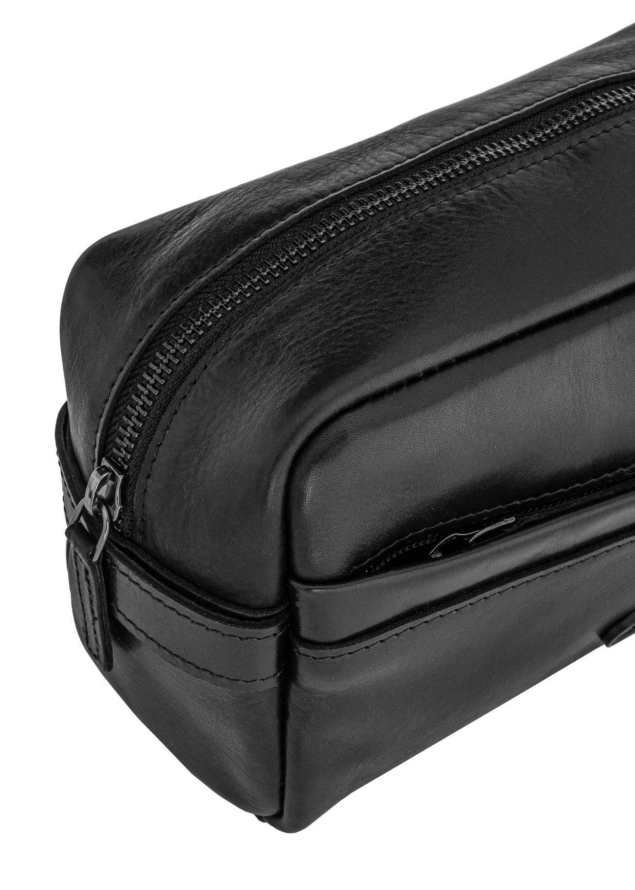 Black leather men's cosmetic bag TORMS-0432-99(Z24)-07