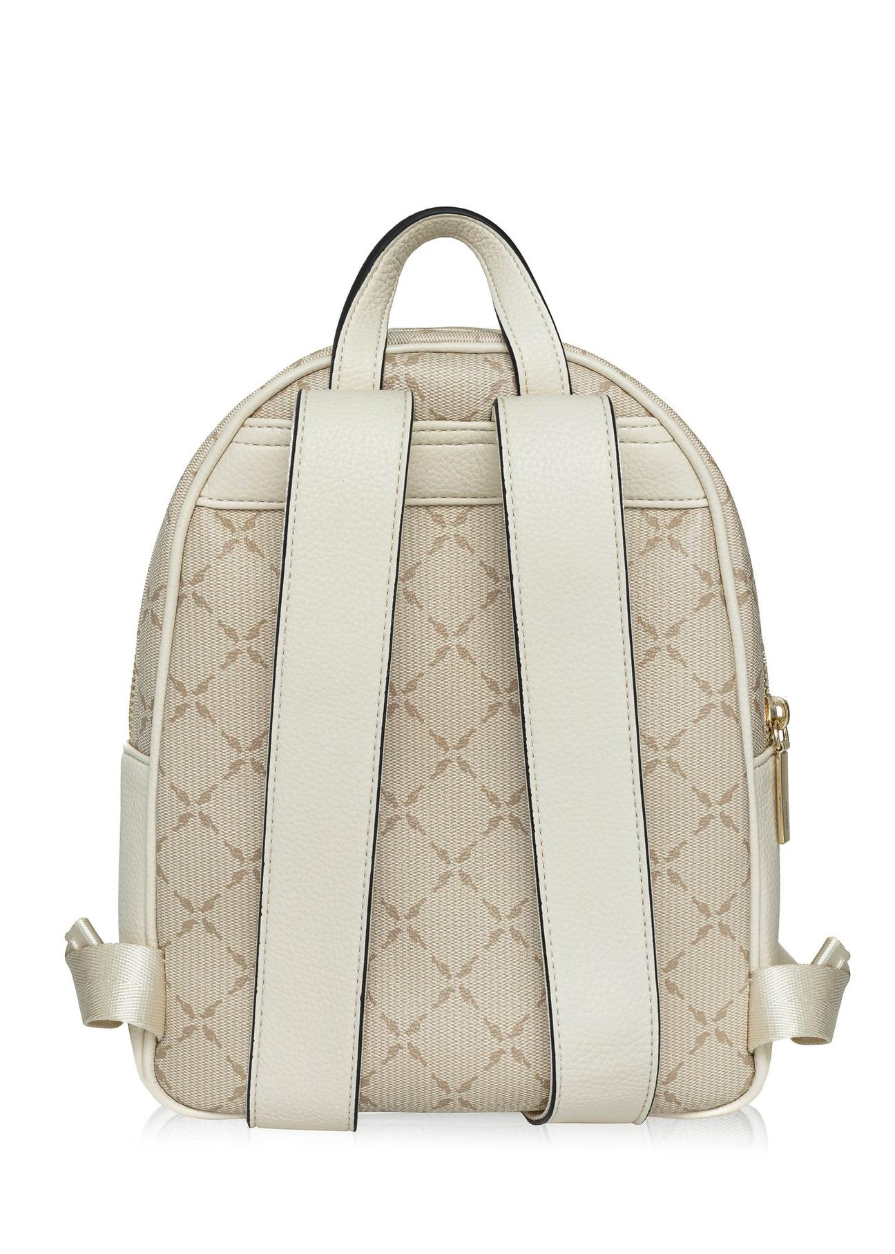 Beige women's backpack with monogram TOREC-1026-81(W25)-03