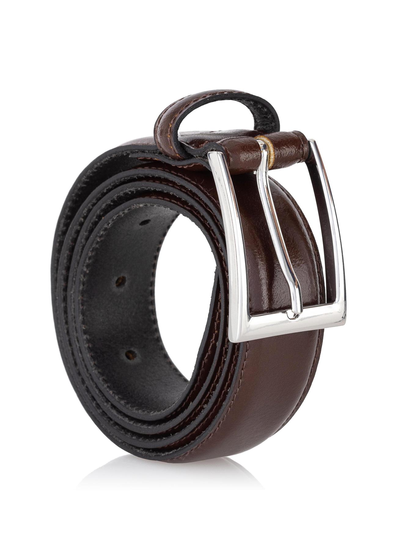 Brown leather men's belt PASMS-0244-89(Z24)-02