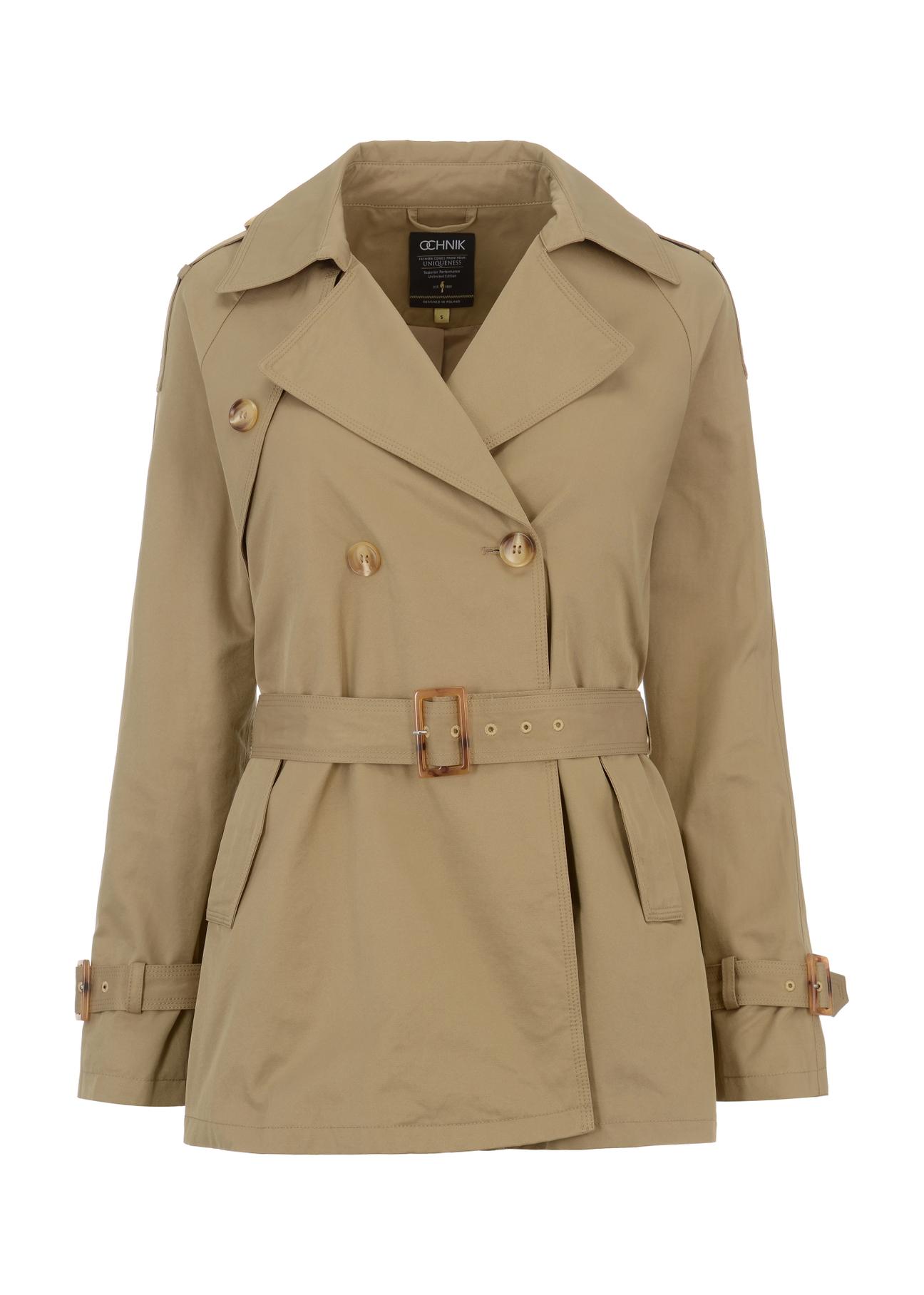 Women's double-breasted trench with belt KURDT-0446-82(W23)-03