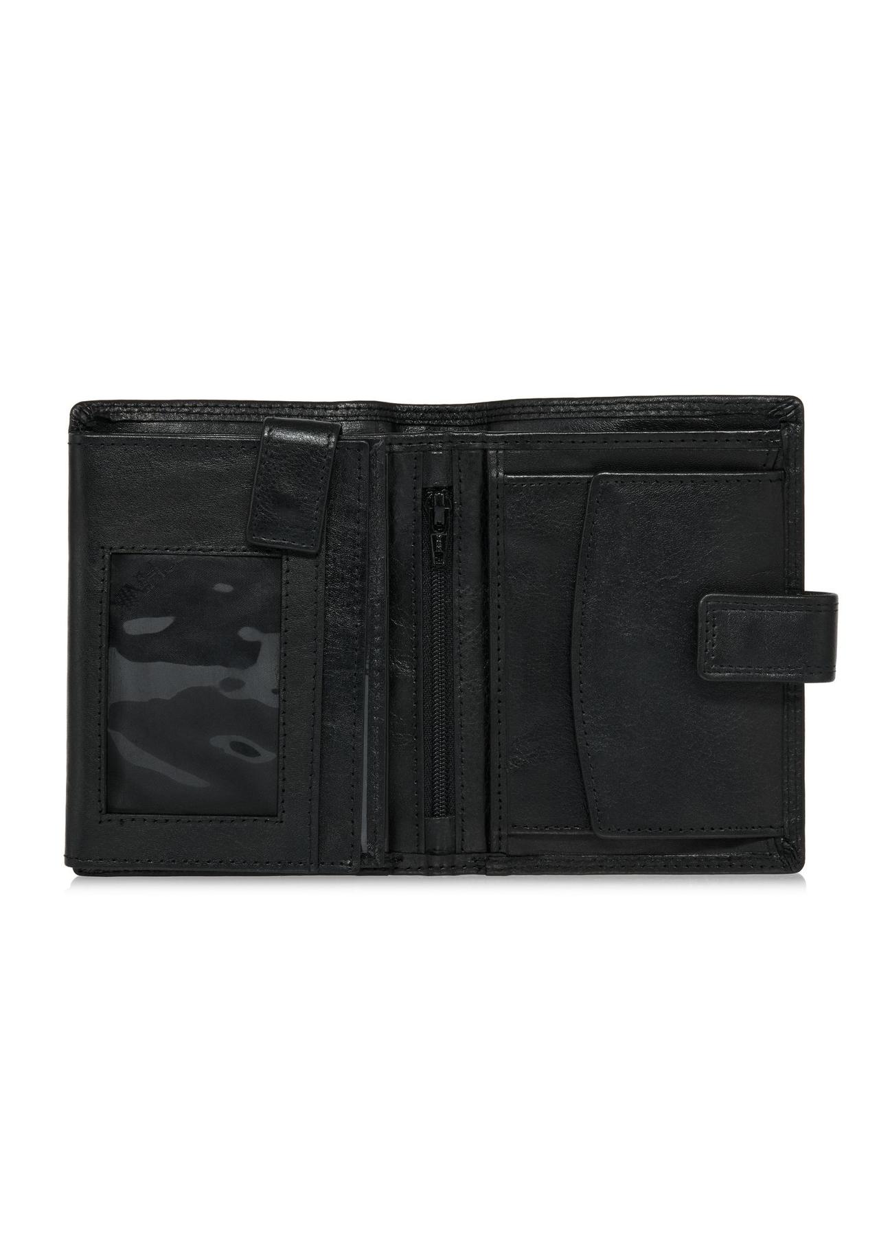 Men's black leather clasp wallet PORMS-0605-99(W24)-03