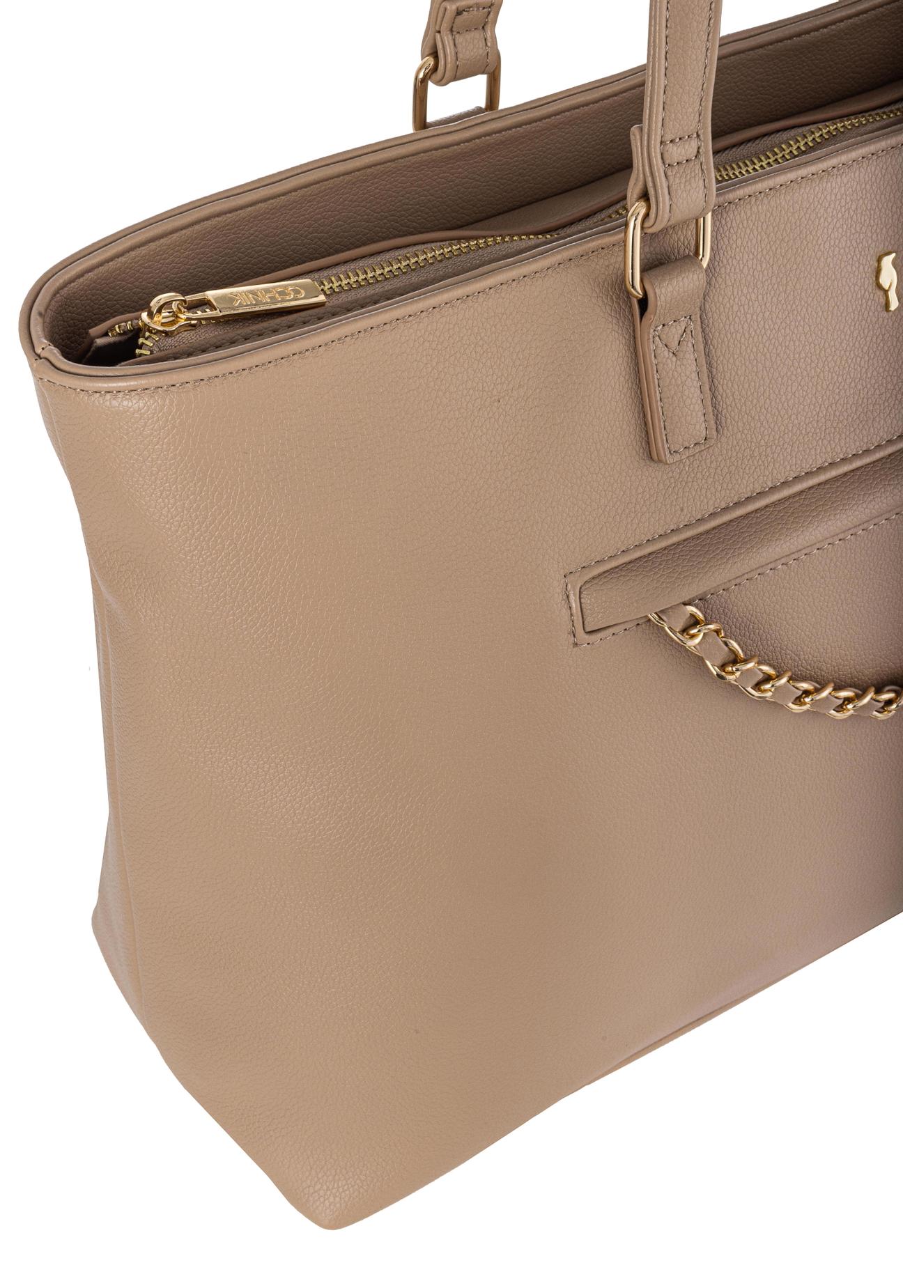 Beige women's handbag with pocket TOREC-0753-81(W23)-06