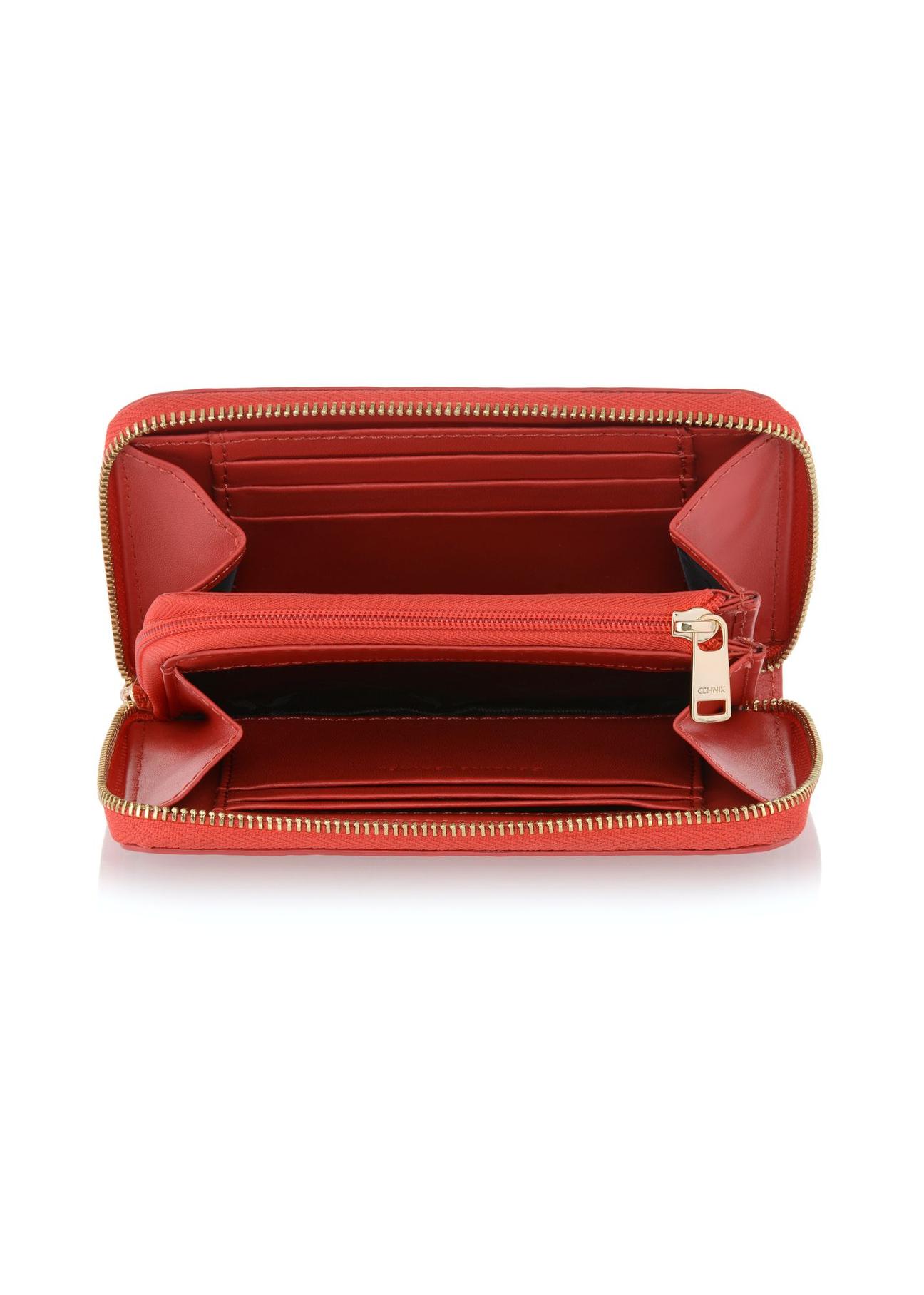 Women's red leather wallet PORES-0836A-42(W23)-04