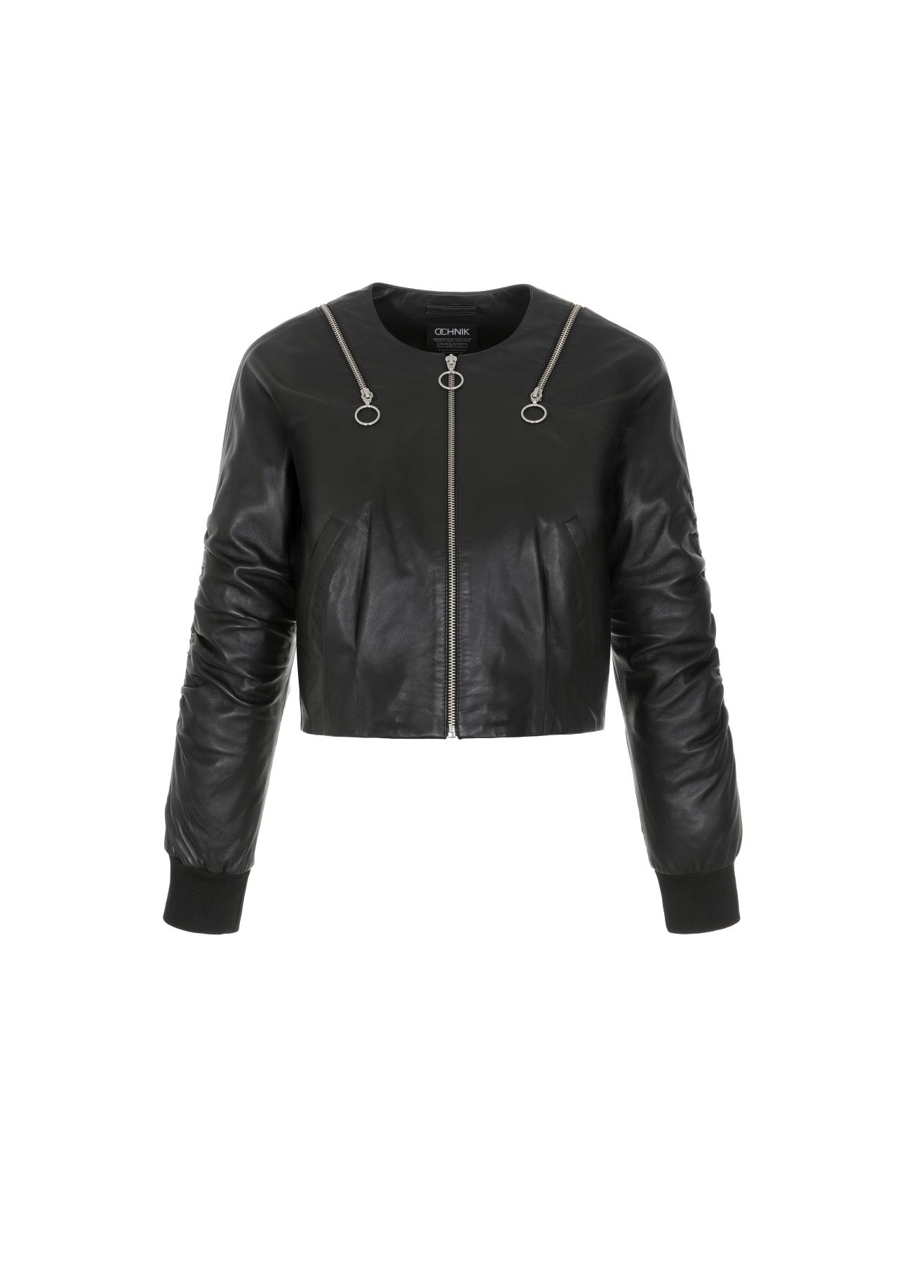 Women's leather jacket with creases KURDS-0350-5339(W22)-04