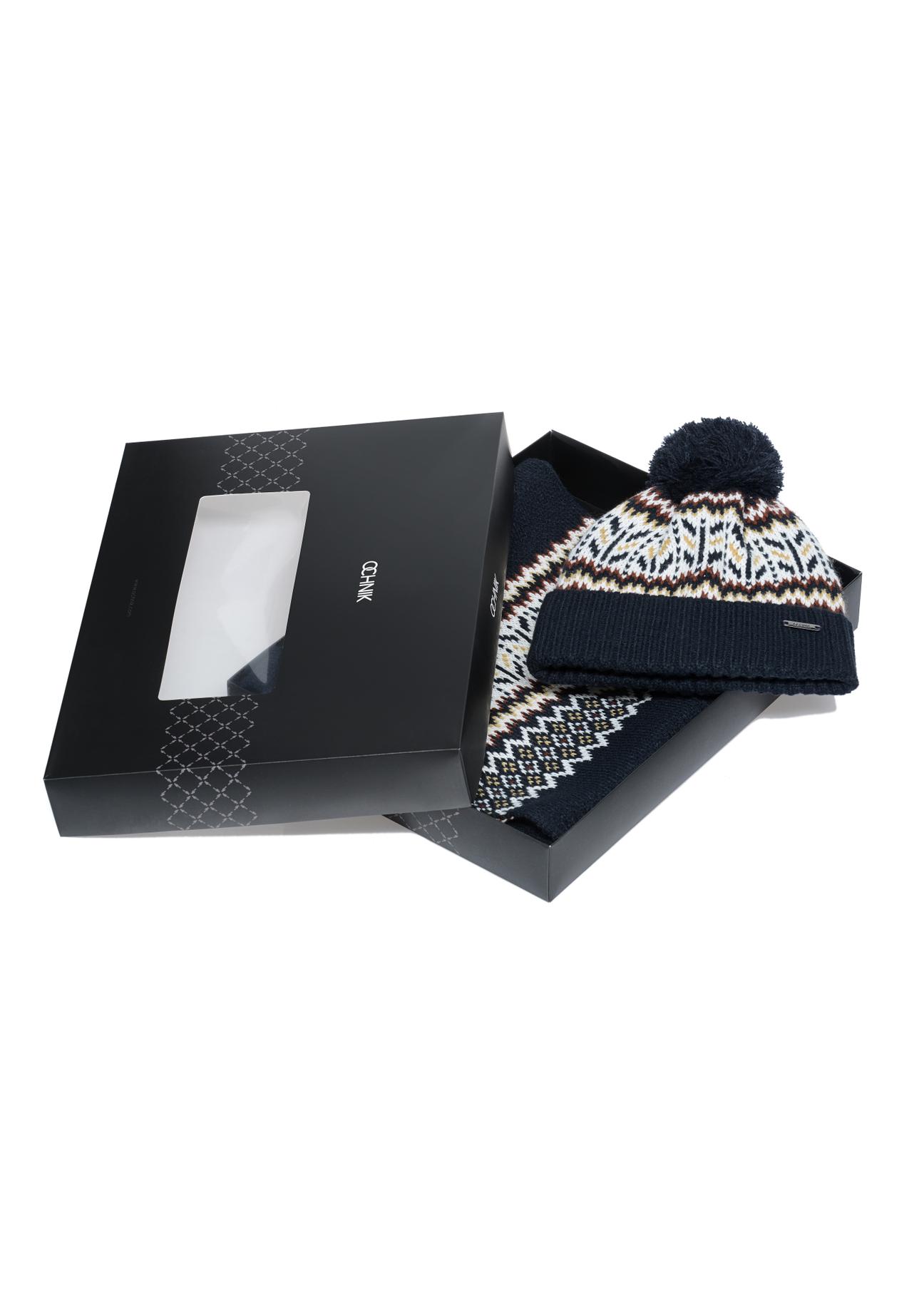 Norwegian men's cap and scarf set ZESTM-0005-69(Z24)-02