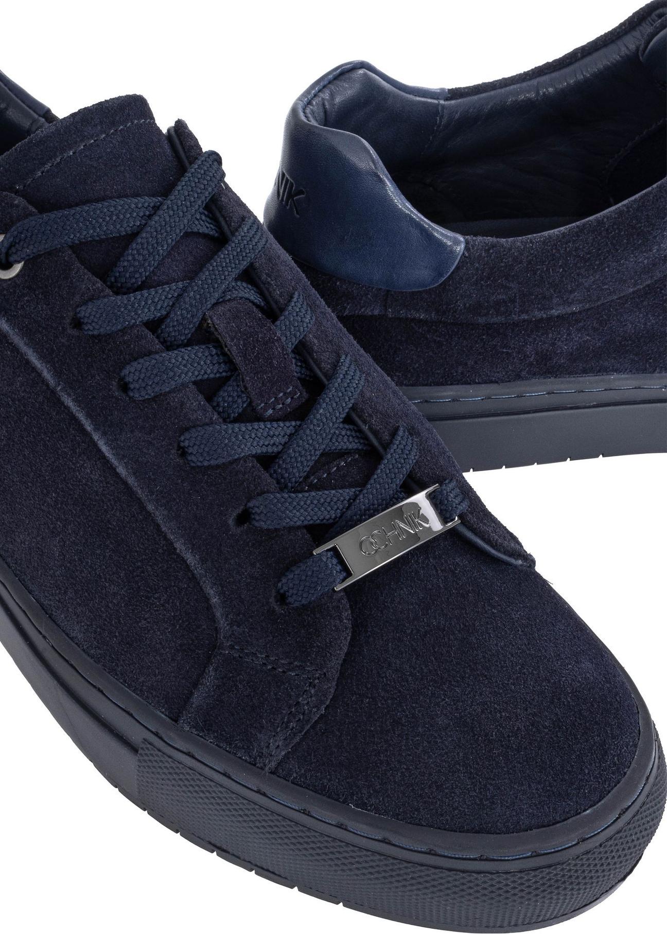 Men's navy blue leather sneakers BUTYM-0457-69(W24)-06