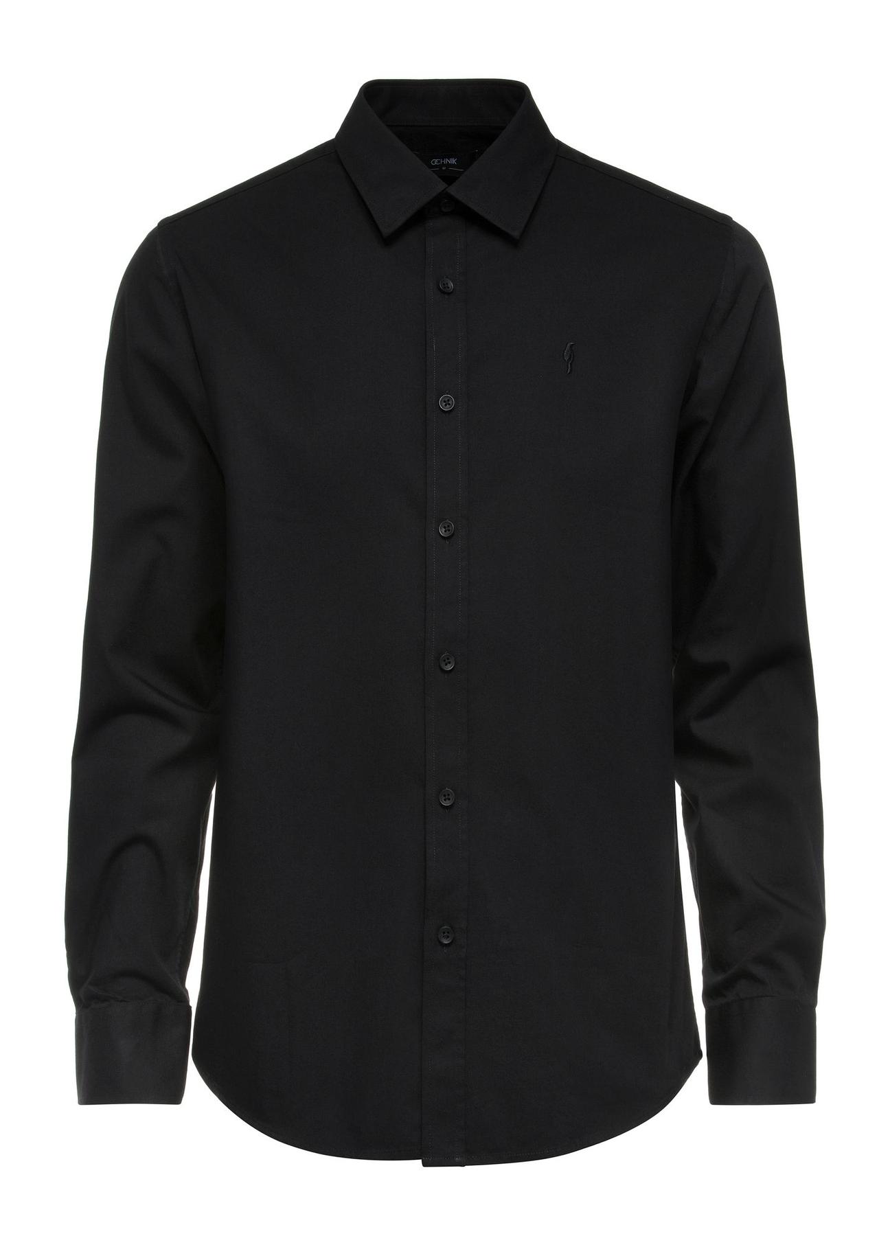 Black cotton men's shirt KOSMT-0332-99(Z24)-01