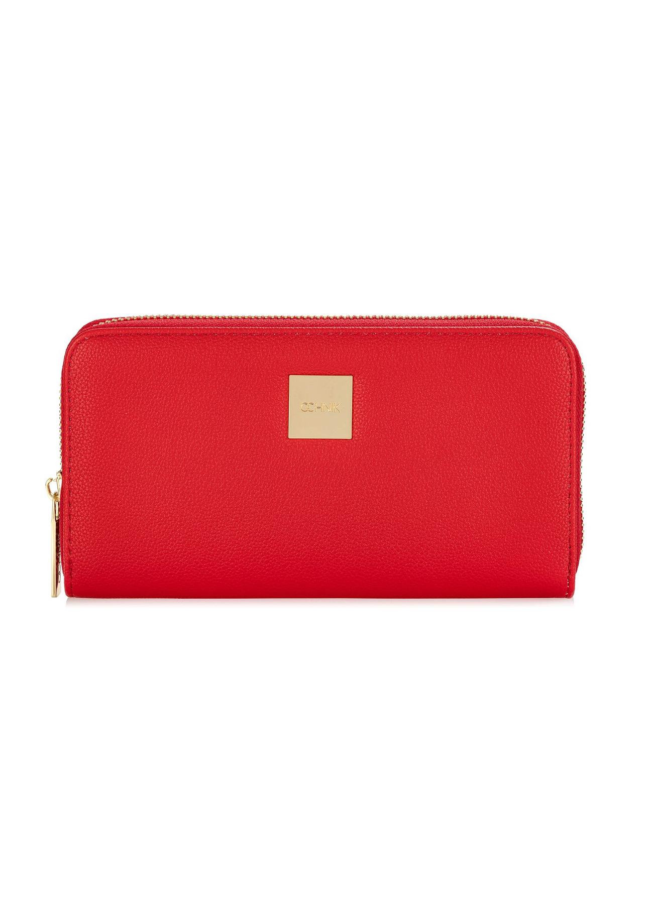 Large red women's wallet with logo POREC-0368-42(W24)-01