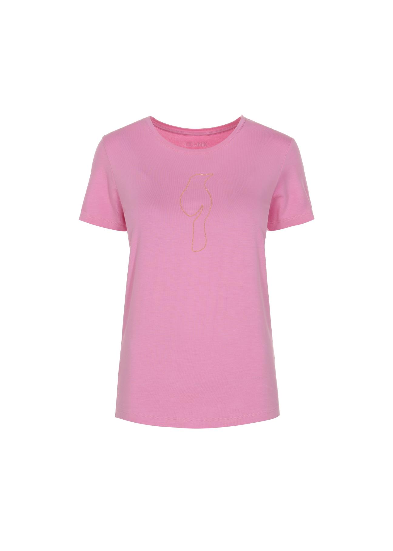 Pink Women's T-shirt with oriole TSHDT-0086-31(W22)-03