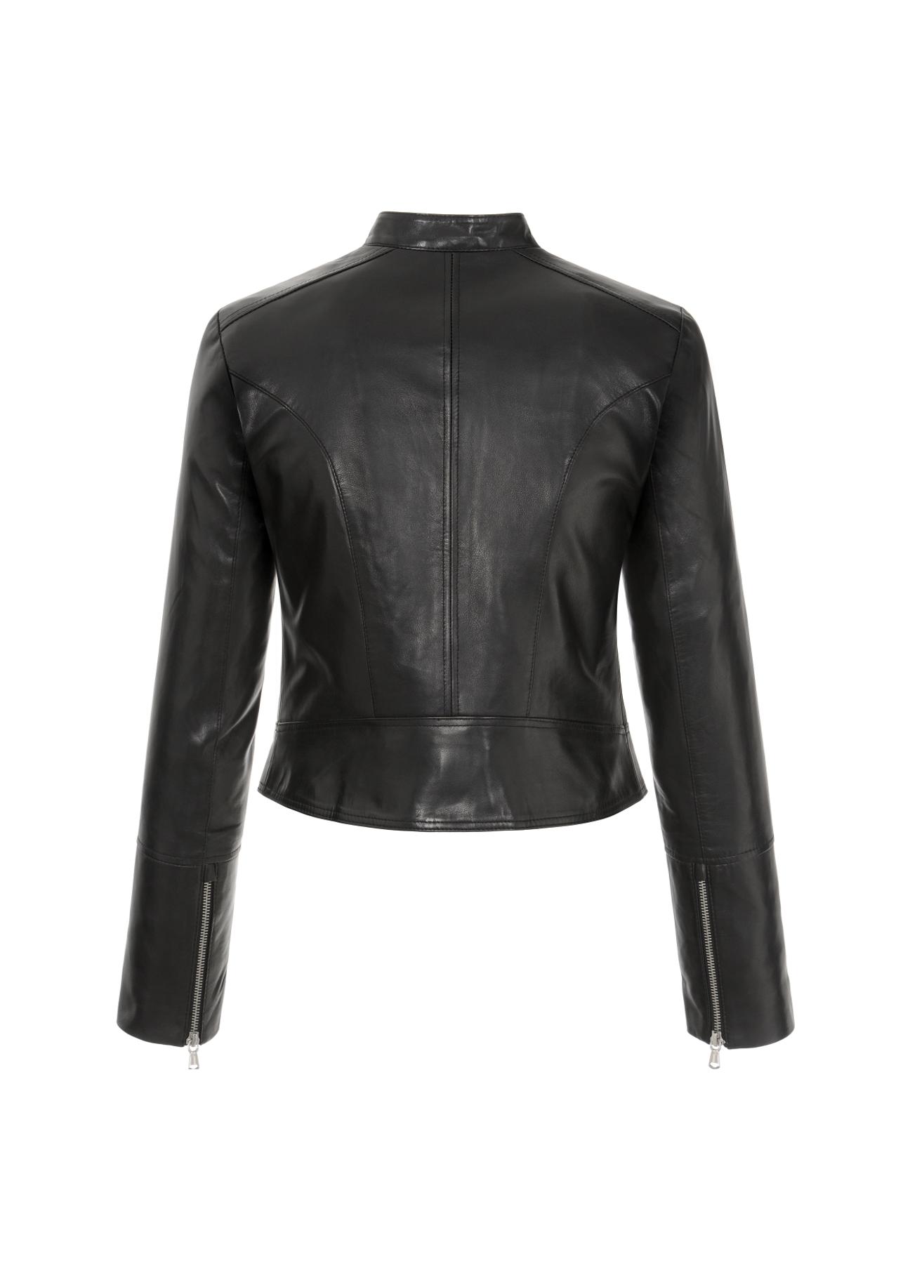 Women's leather jacket with stand-up collar KURDS-0305-4229(KS)-04