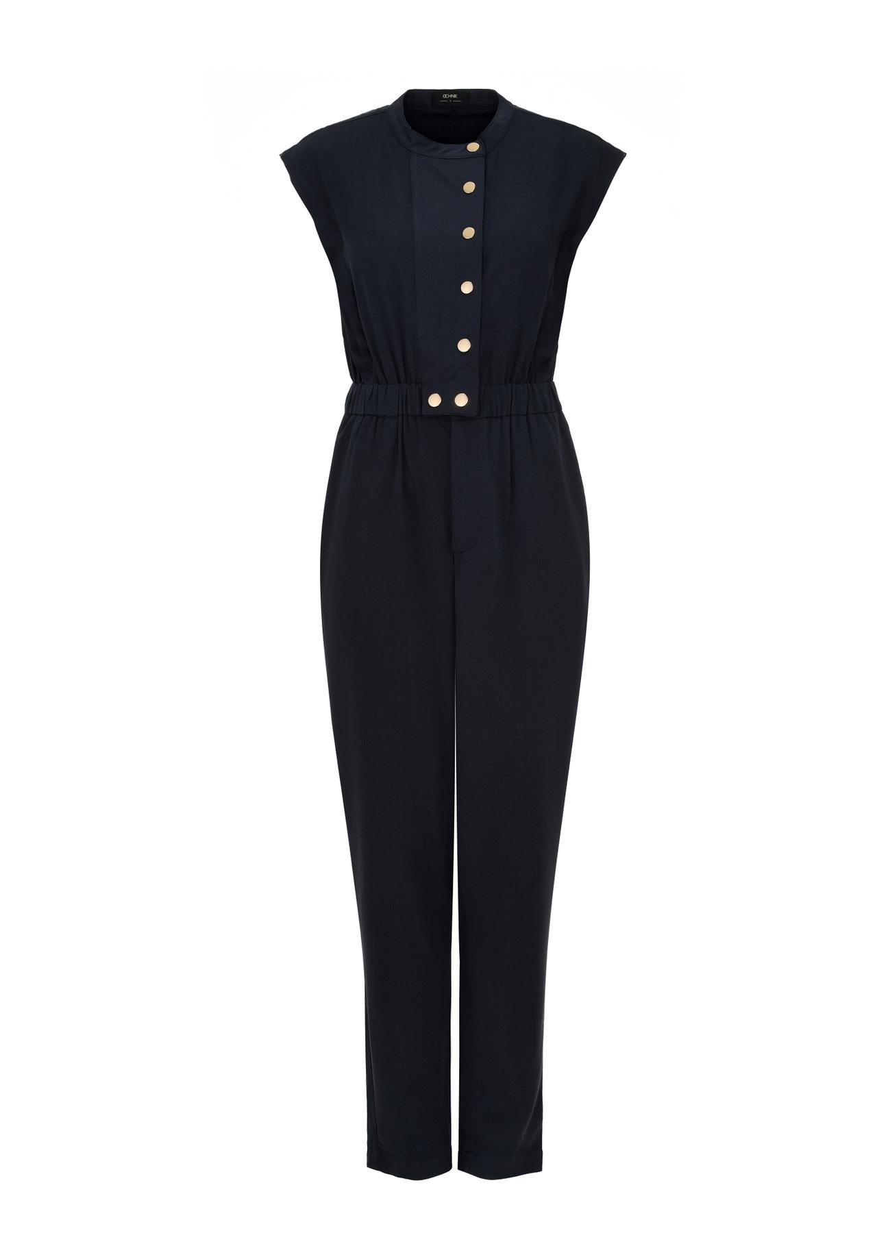 Navy blue long women's jumpsuit KOBDT-0007-69(W24)-05