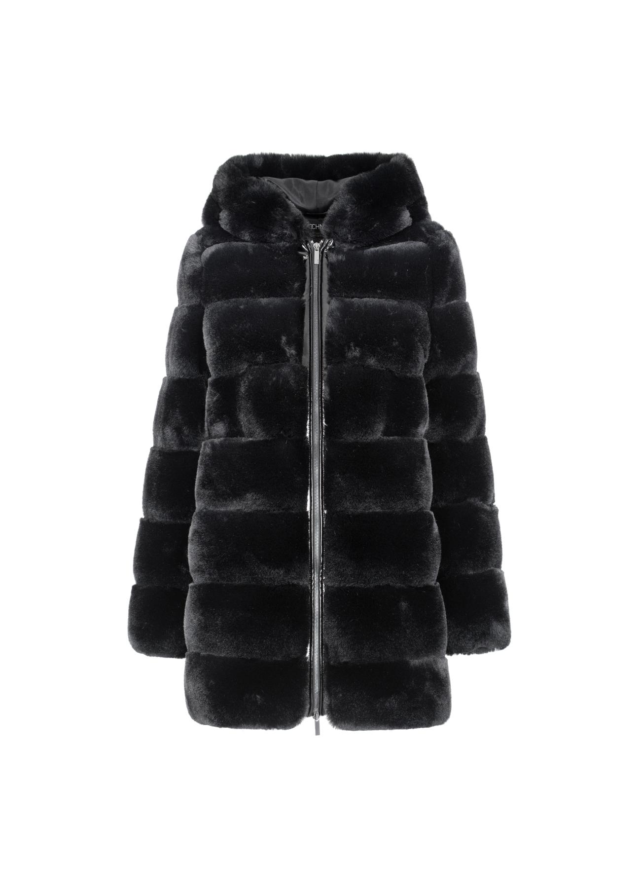 Women's artificial fur coat with hood FUTDP-0001-99(Z21)-02