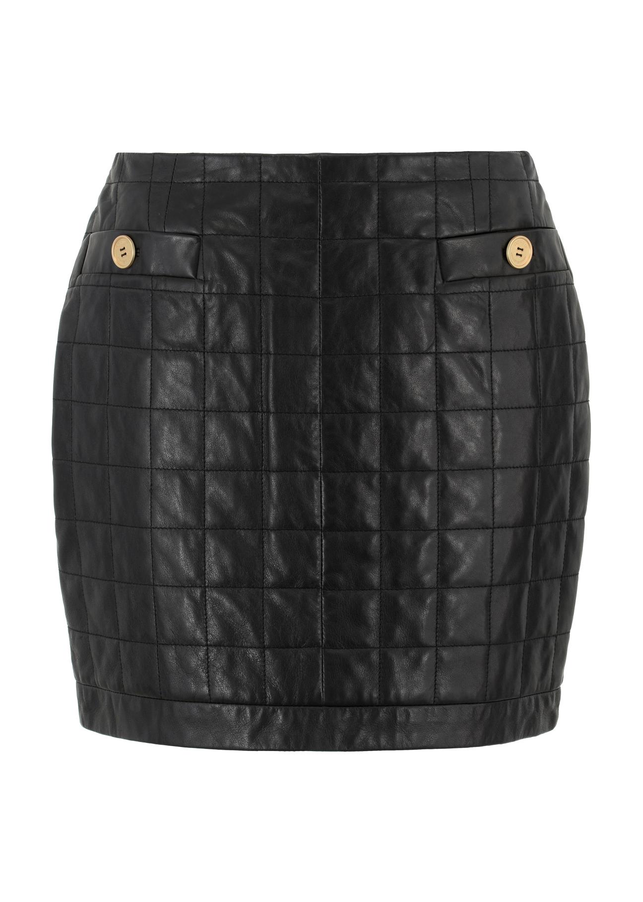 Black quilted leather skirt SPCDS-0067-1036(W23)-04