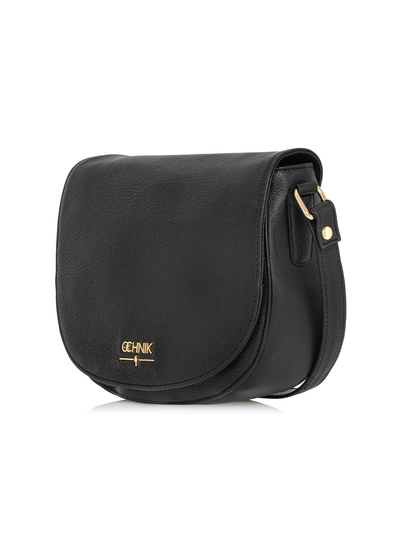 Black leather semi-circular women's messenger bag TORES-0972D-99(W25)-02