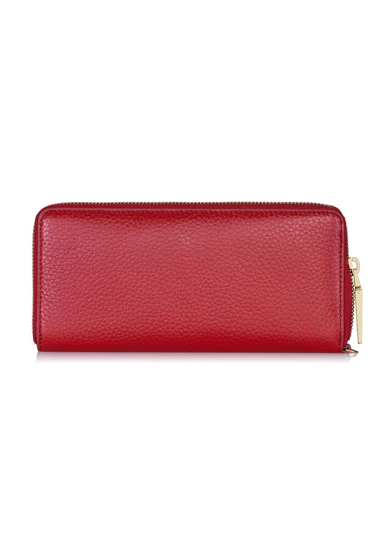 Red leather women's belt wallet PORES-0892-40(Z23)-03