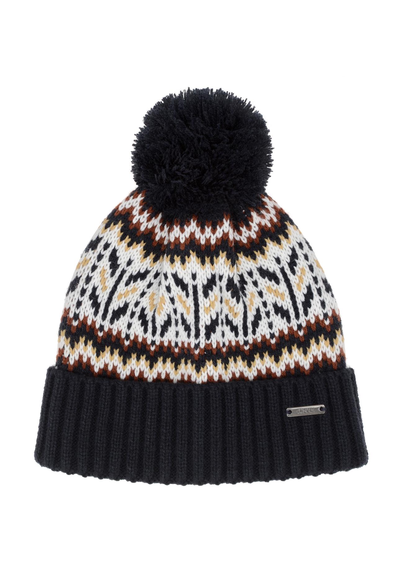 Men's winter cap in Norwegian pattern CZAMT-0068-69(Z24)-02