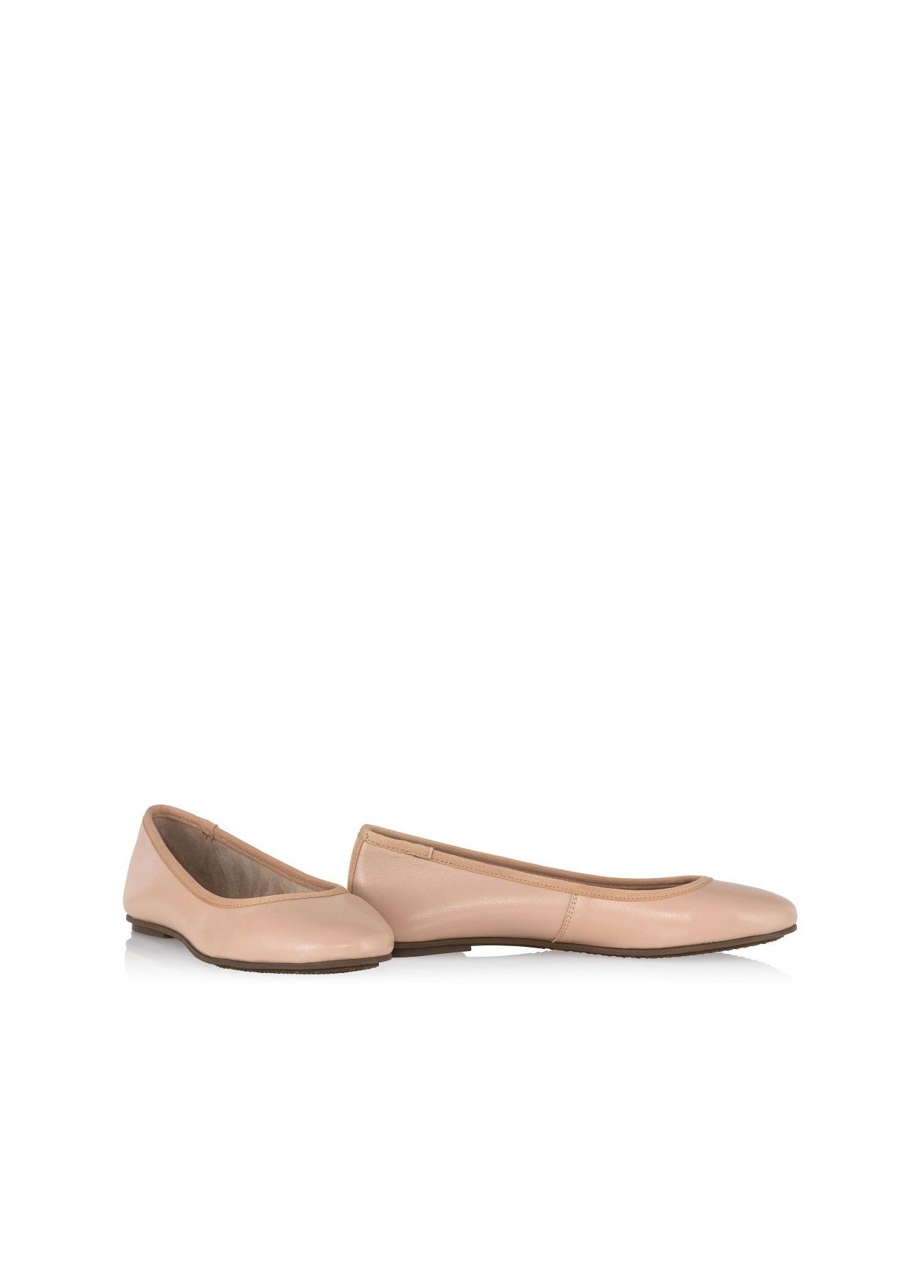 Beige leather ballerinas for women BUTYD-0713A-81(W23)-05