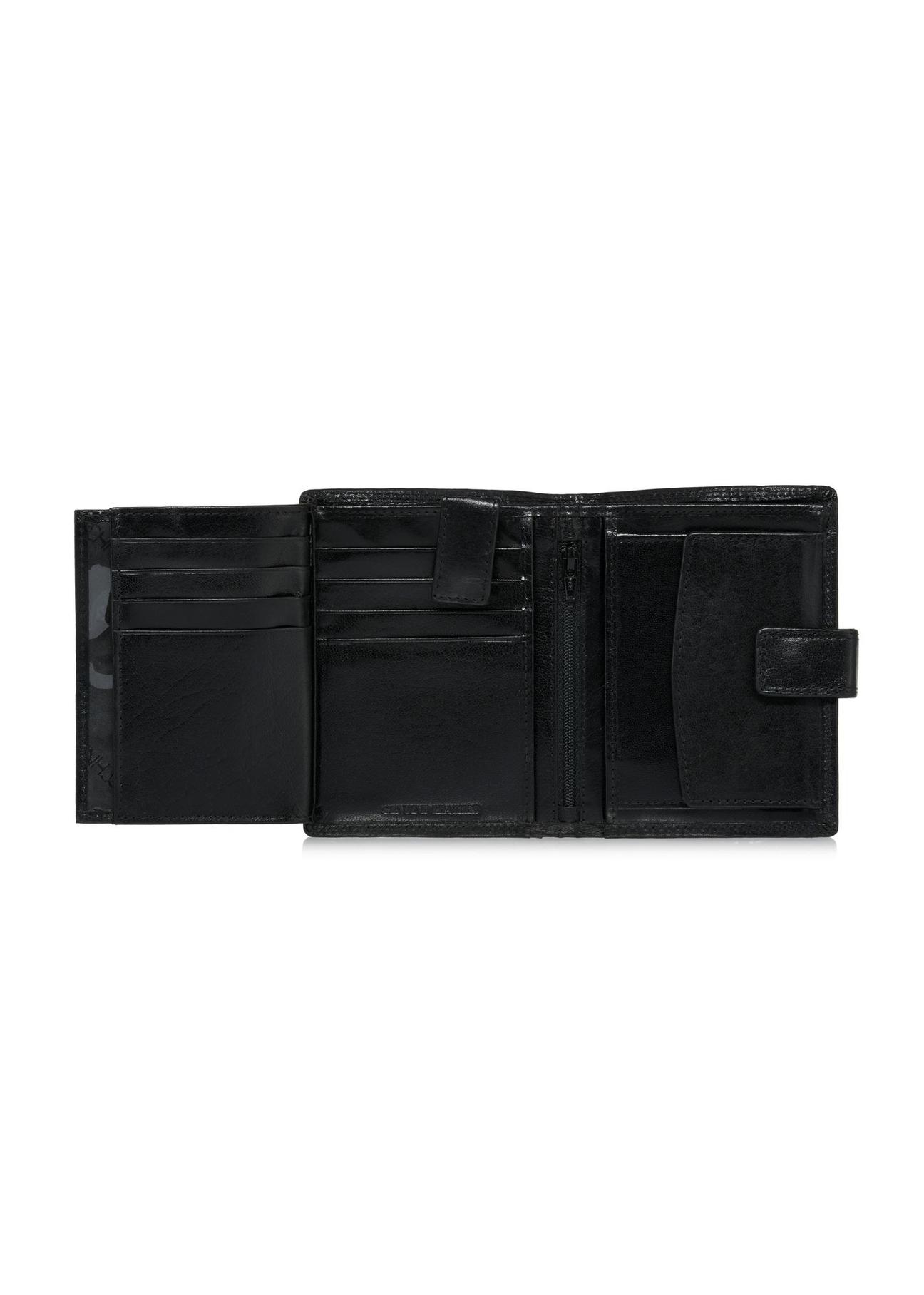 Black lacquered leather men's wallet PORMS-0552-99(W24)-04