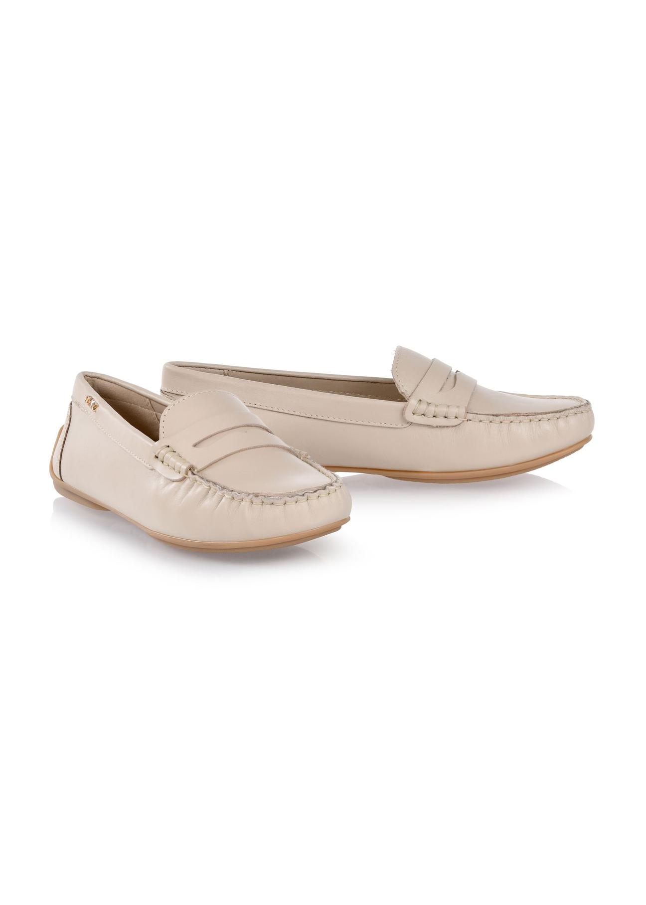 Women's beige leather moccasins BUTYD-1054-81(W24)-02