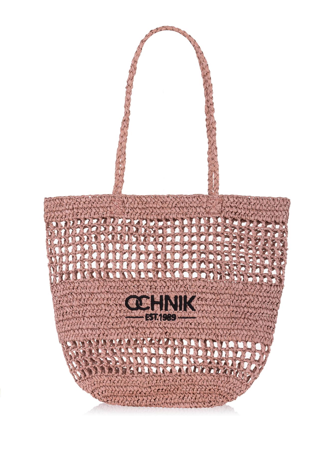 Straw pink women's shopper bag TOREC-0924-34(W24)-01