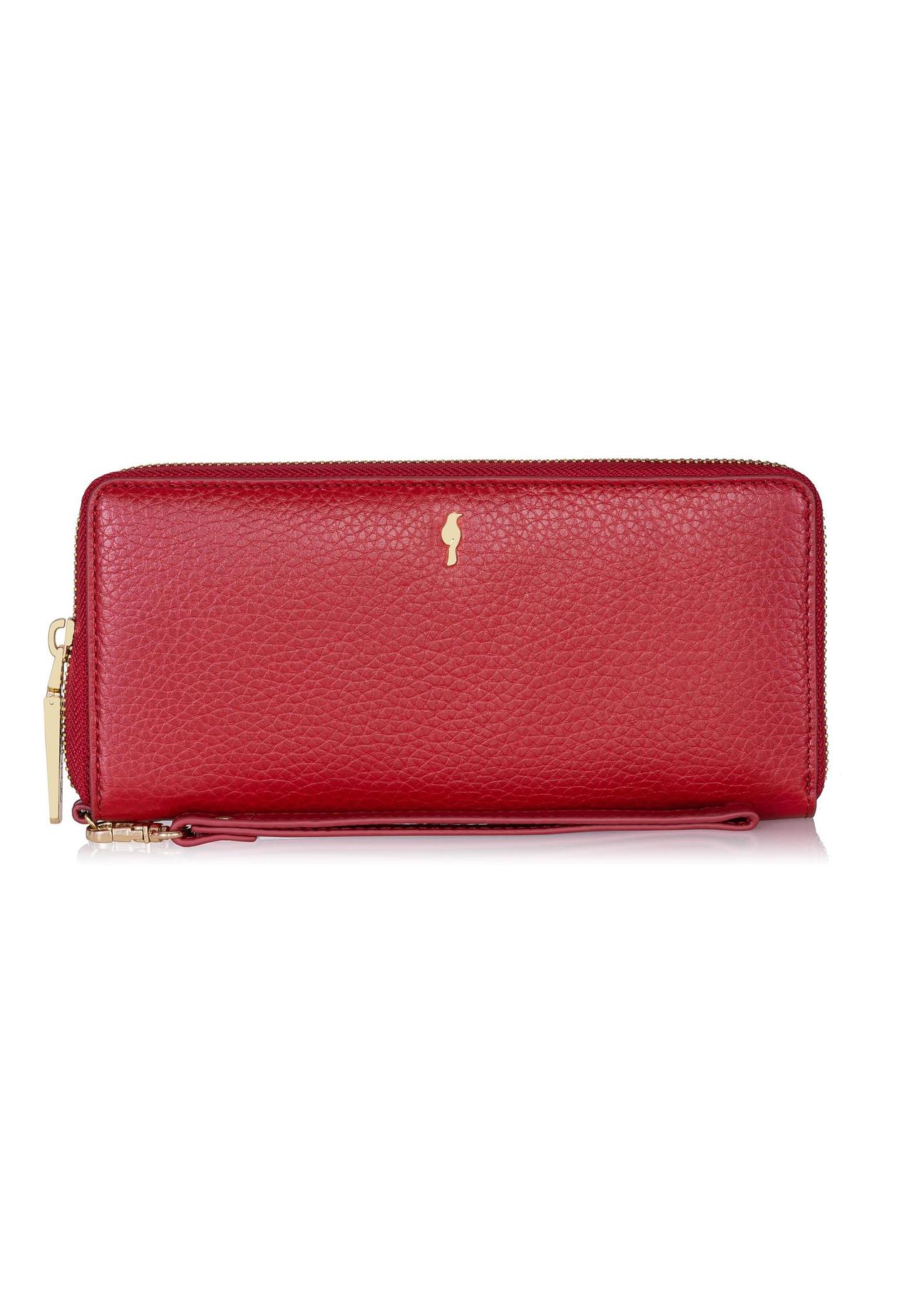 Red leather women's belt wallet PORES-0892-40(Z23)-01