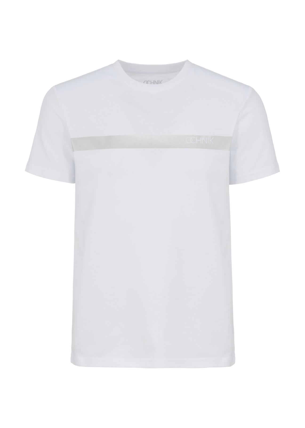 White men's T-shirt with silver print TSHMT-0089-11(W23)-04