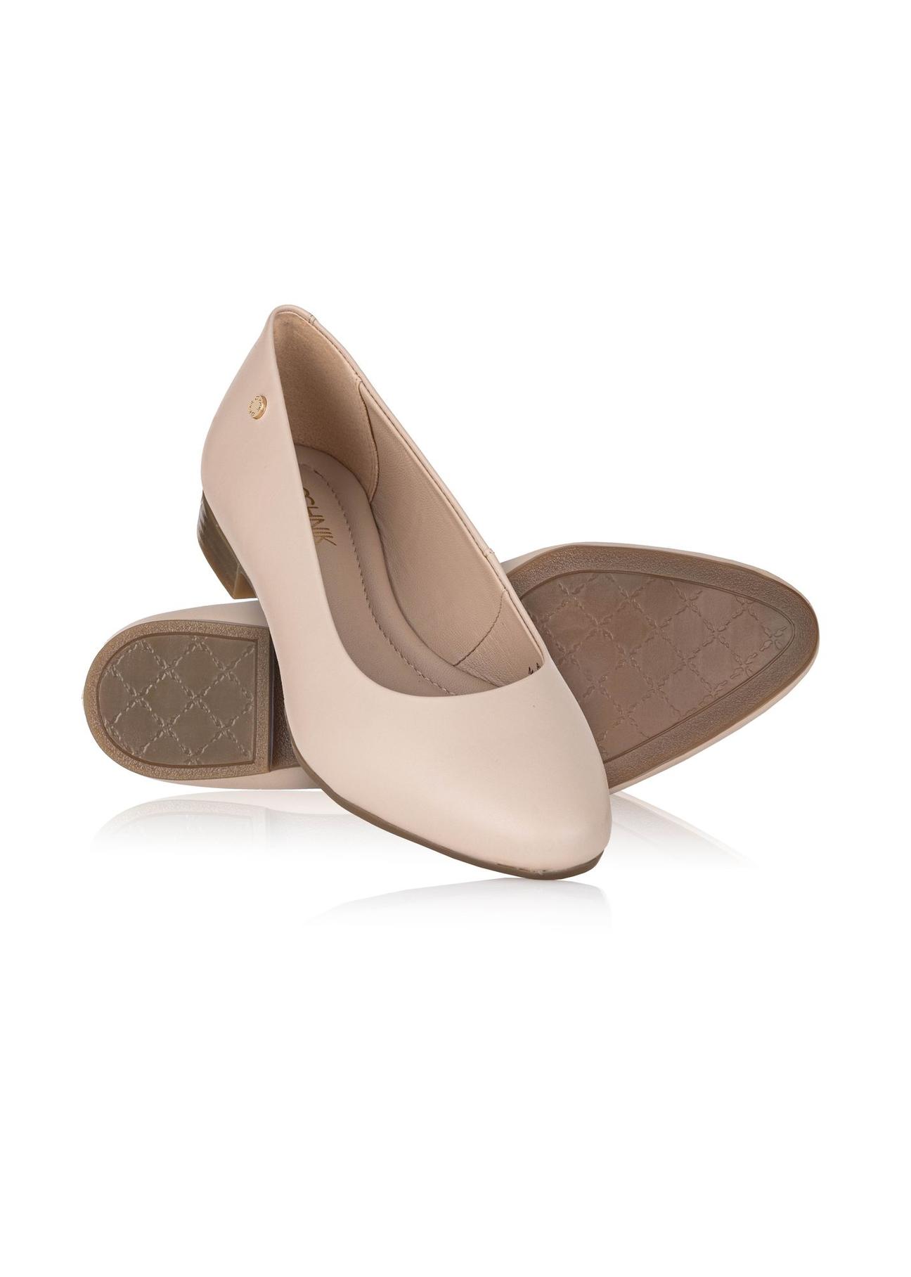 Beige leather women's ballerinas BUTYD-1049A-81(Z24)-07