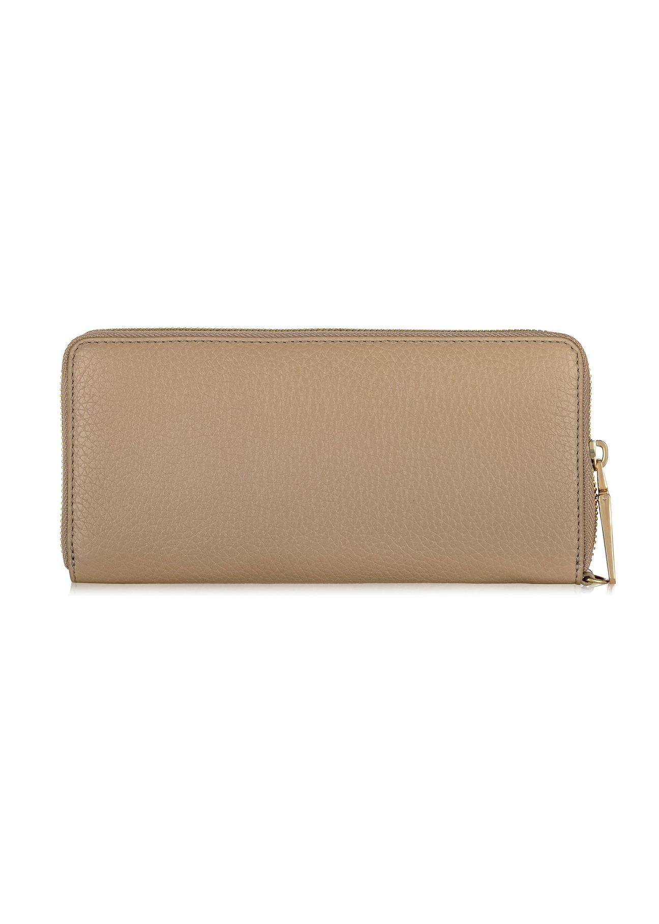 Beige leather women's belt wallet PORES-0892-80(W24)-04