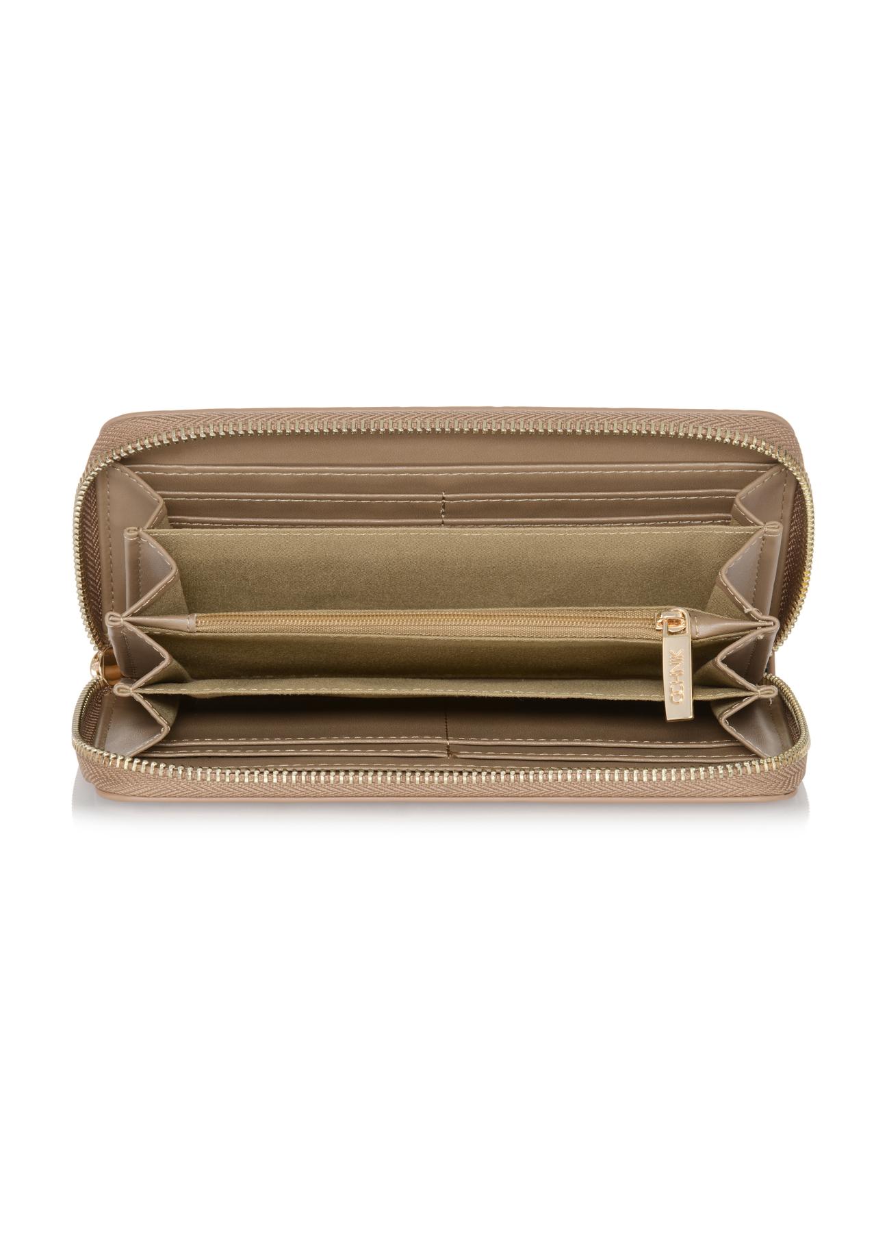 Large beige ladies wallet with embossing POREC-0350-81(Z24)-04