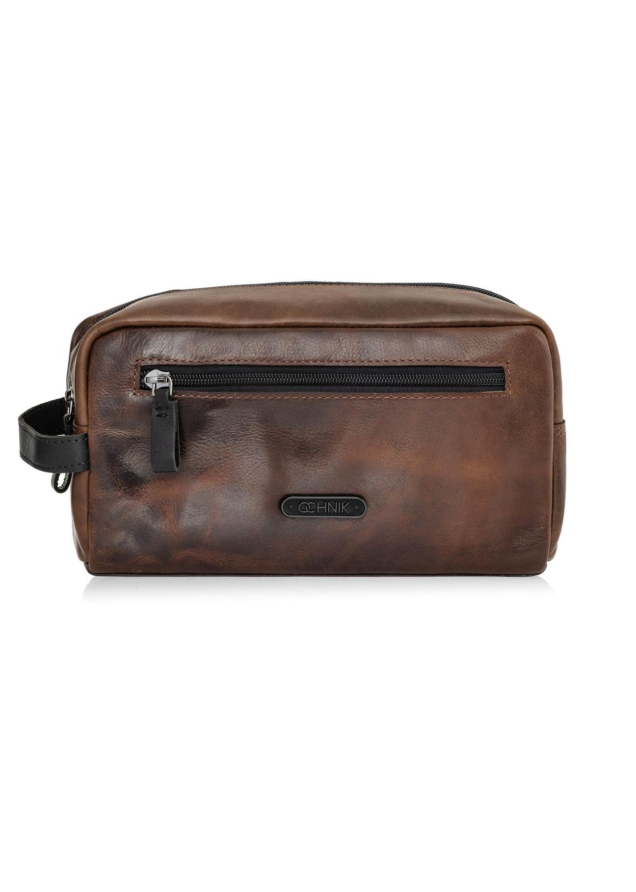 Brown leather men's cosmetic bag TORMS-0106B-79(Z24)-01